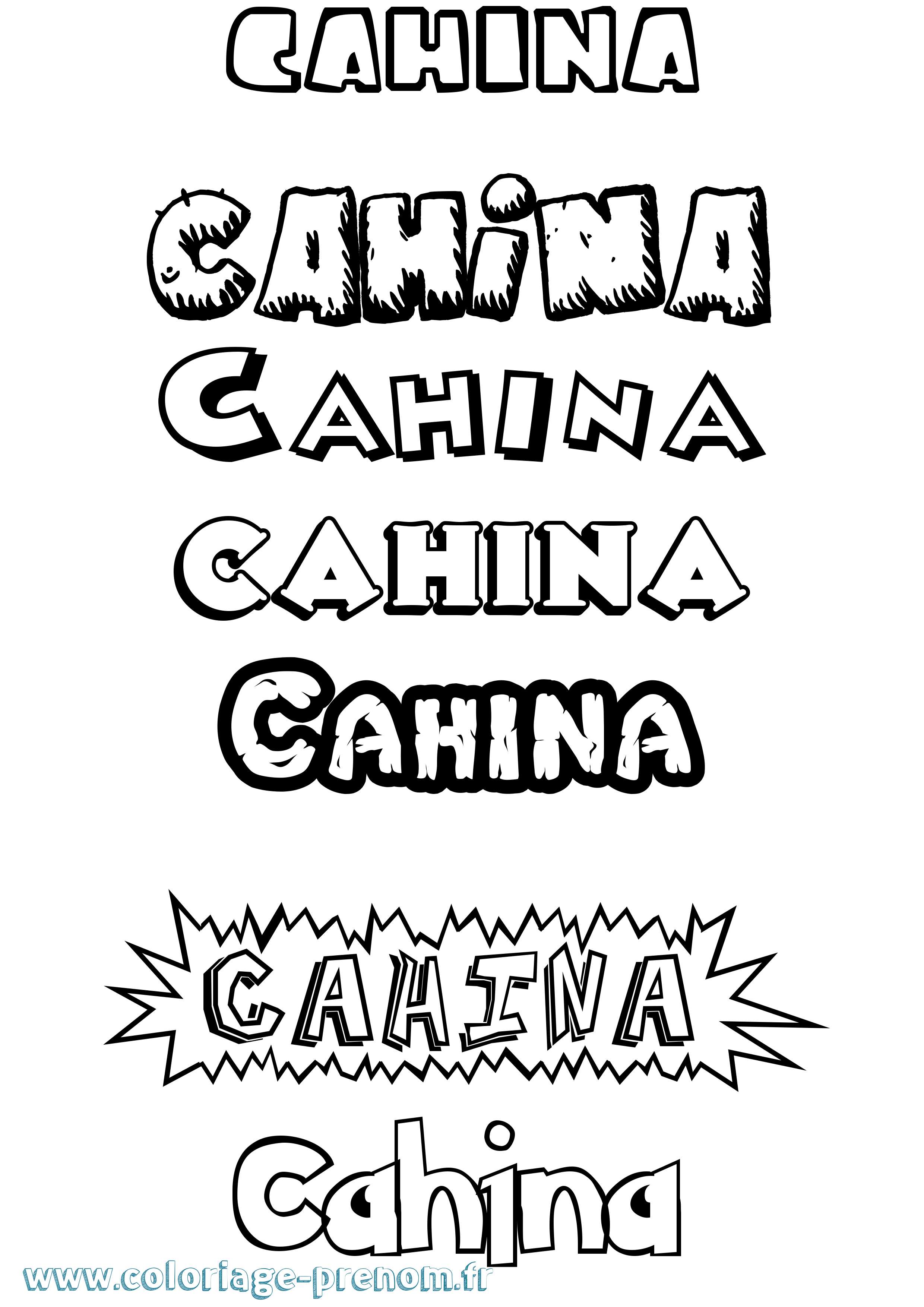 Coloriage prénom Cahina Dessin Animé