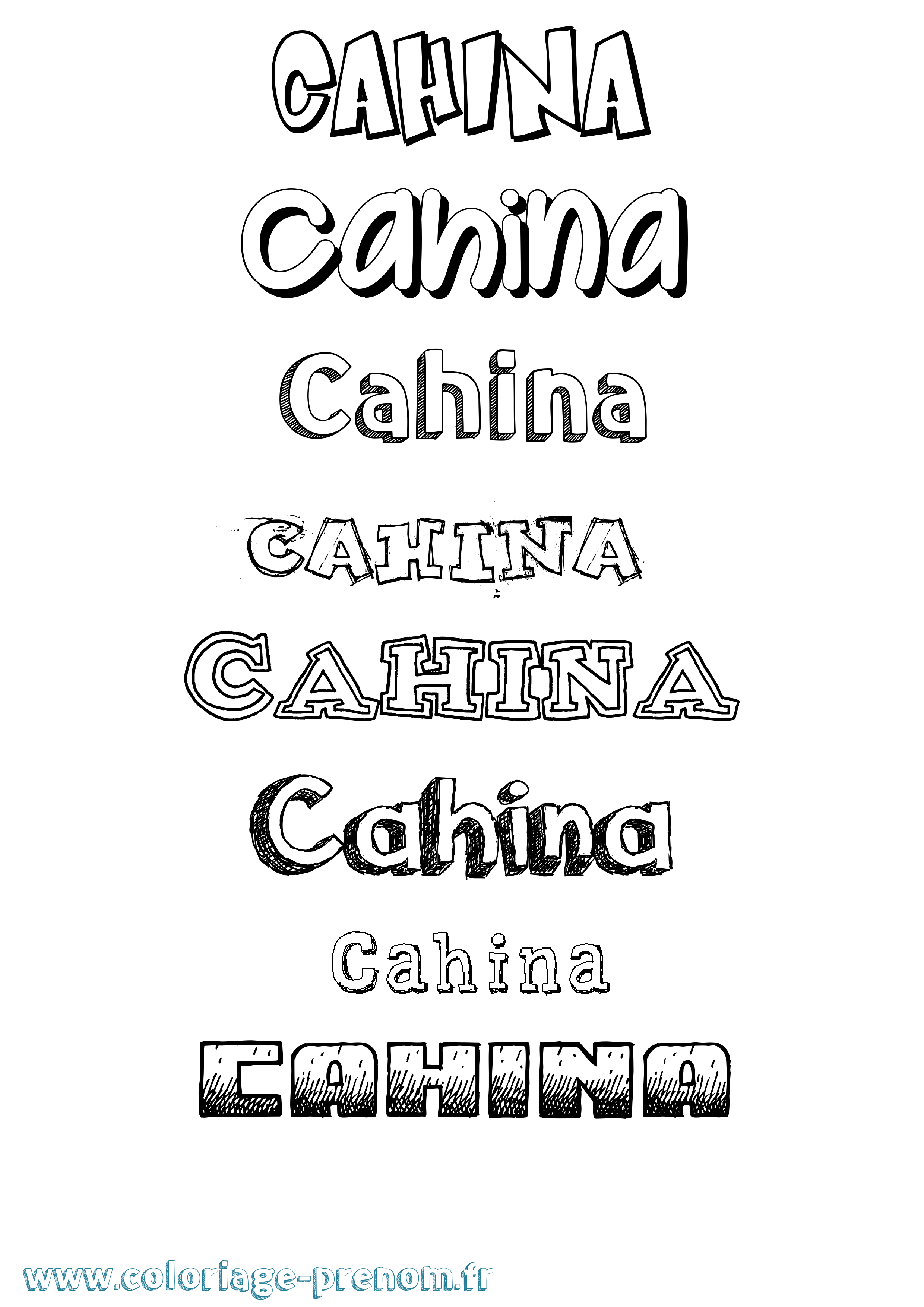 Coloriage prénom Cahina Dessiné
