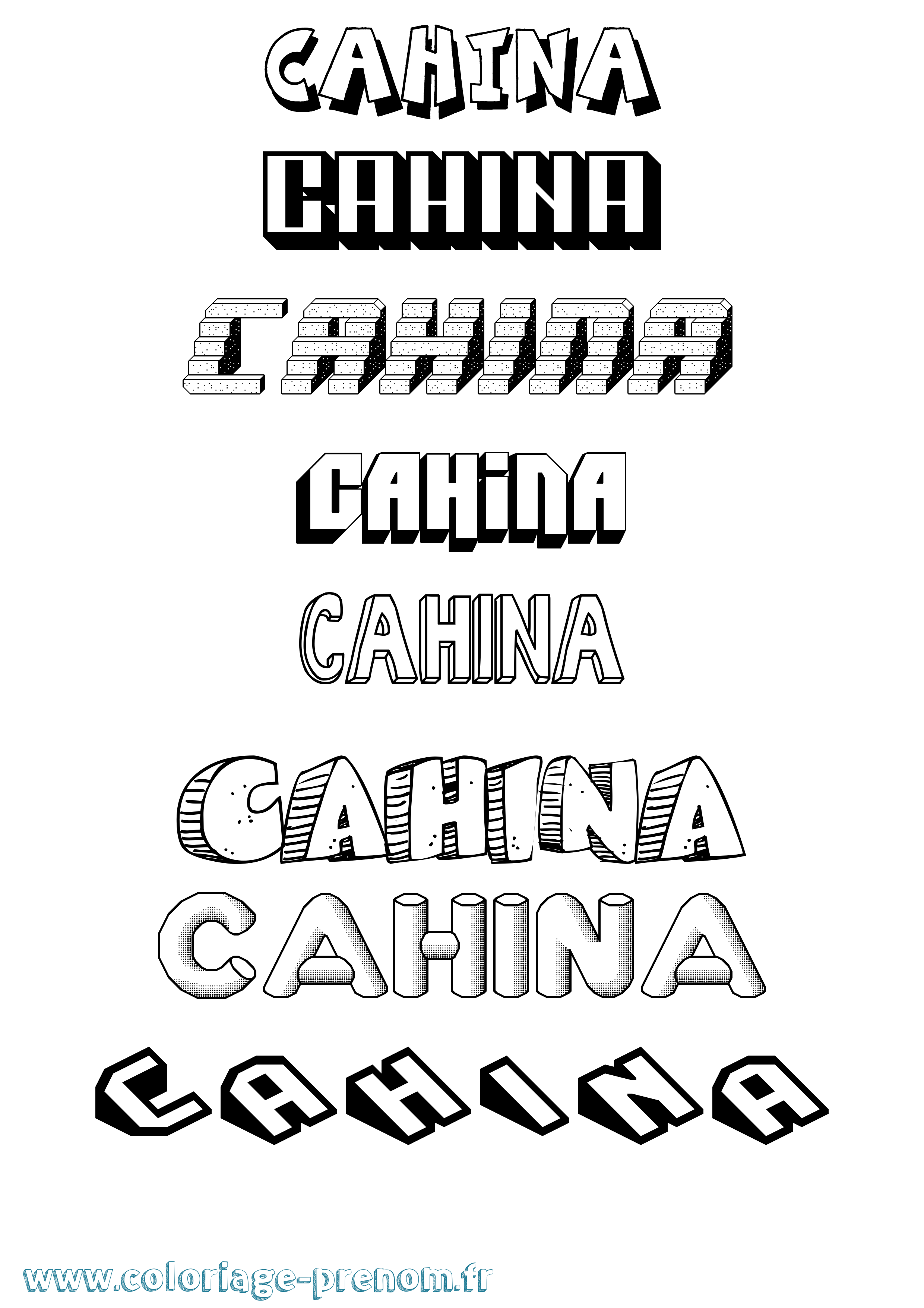 Coloriage prénom Cahina Effet 3D
