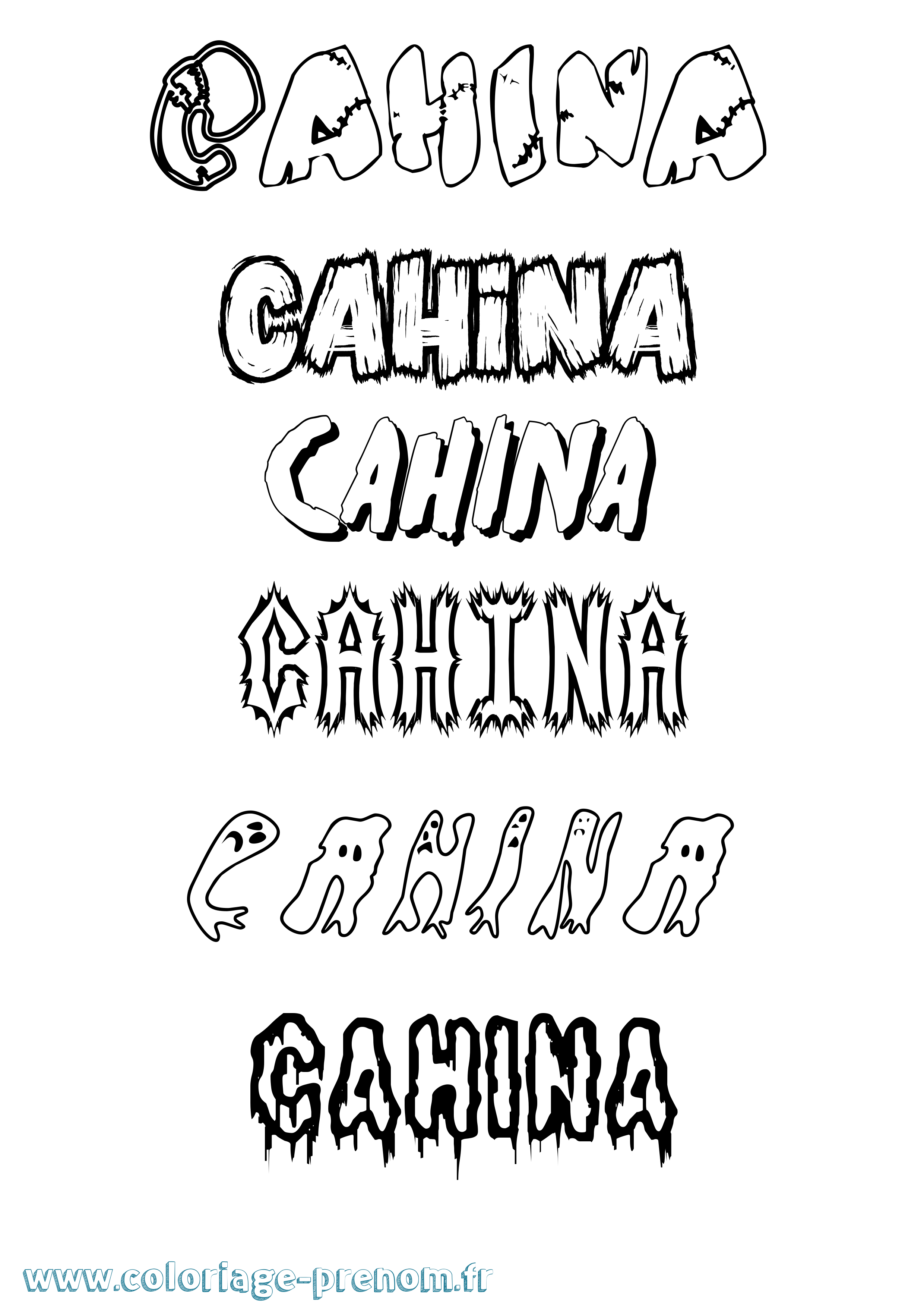 Coloriage prénom Cahina Frisson