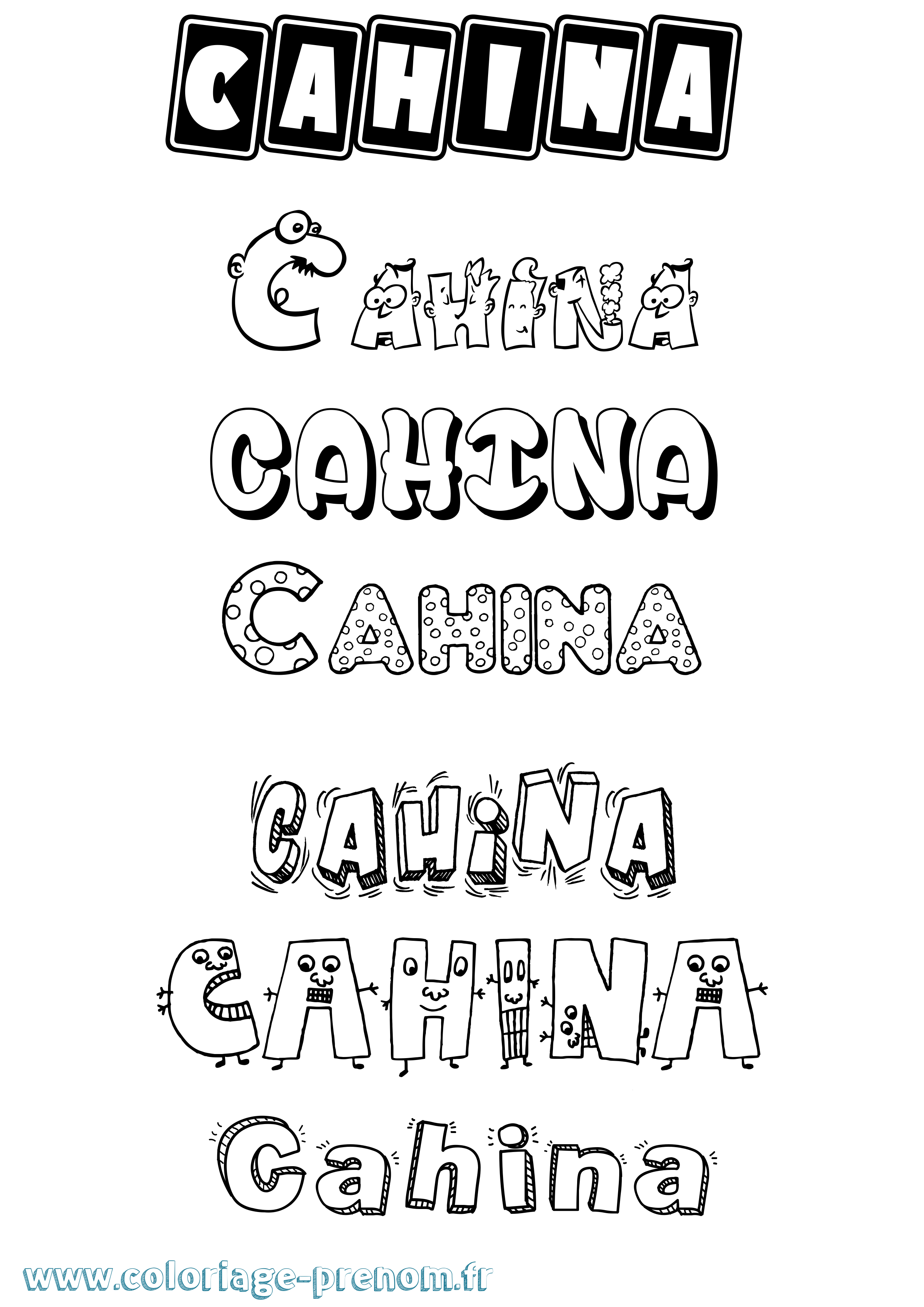 Coloriage prénom Cahina Fun