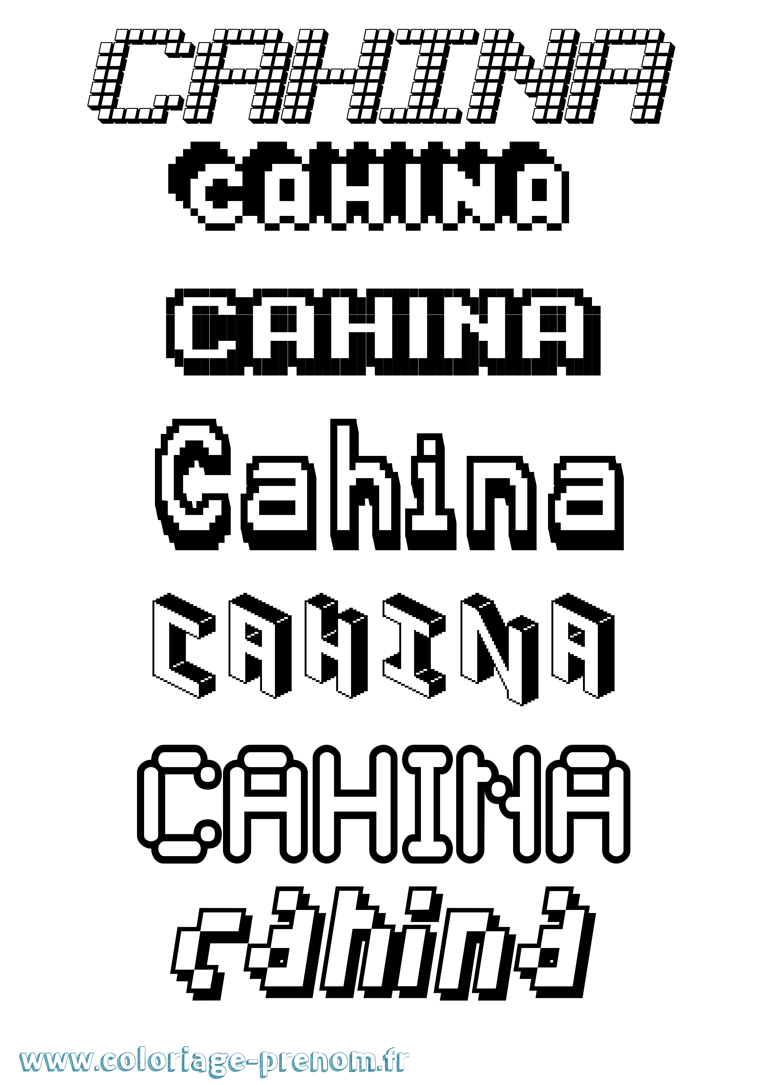 Coloriage prénom Cahina Pixel