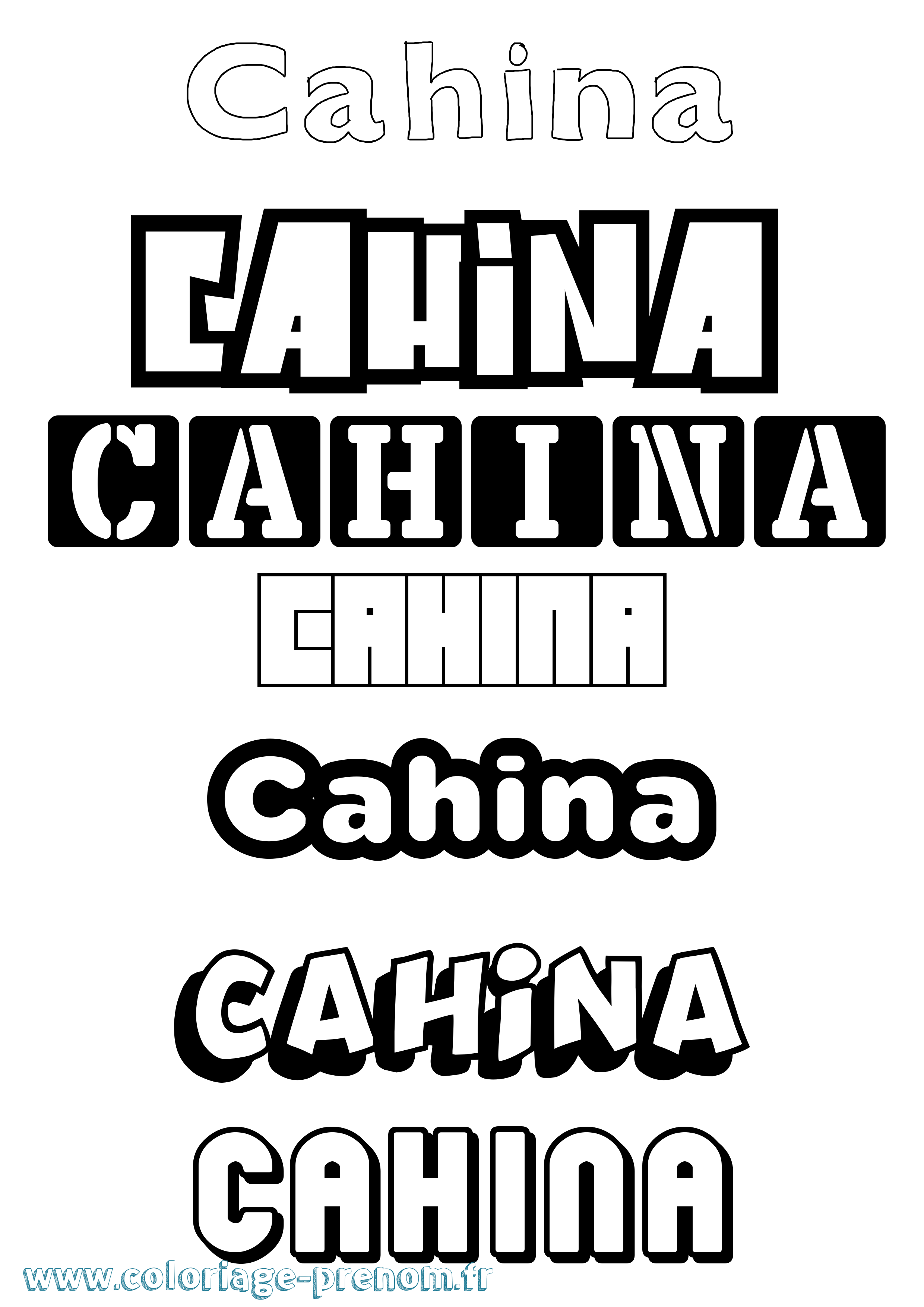 Coloriage prénom Cahina Simple