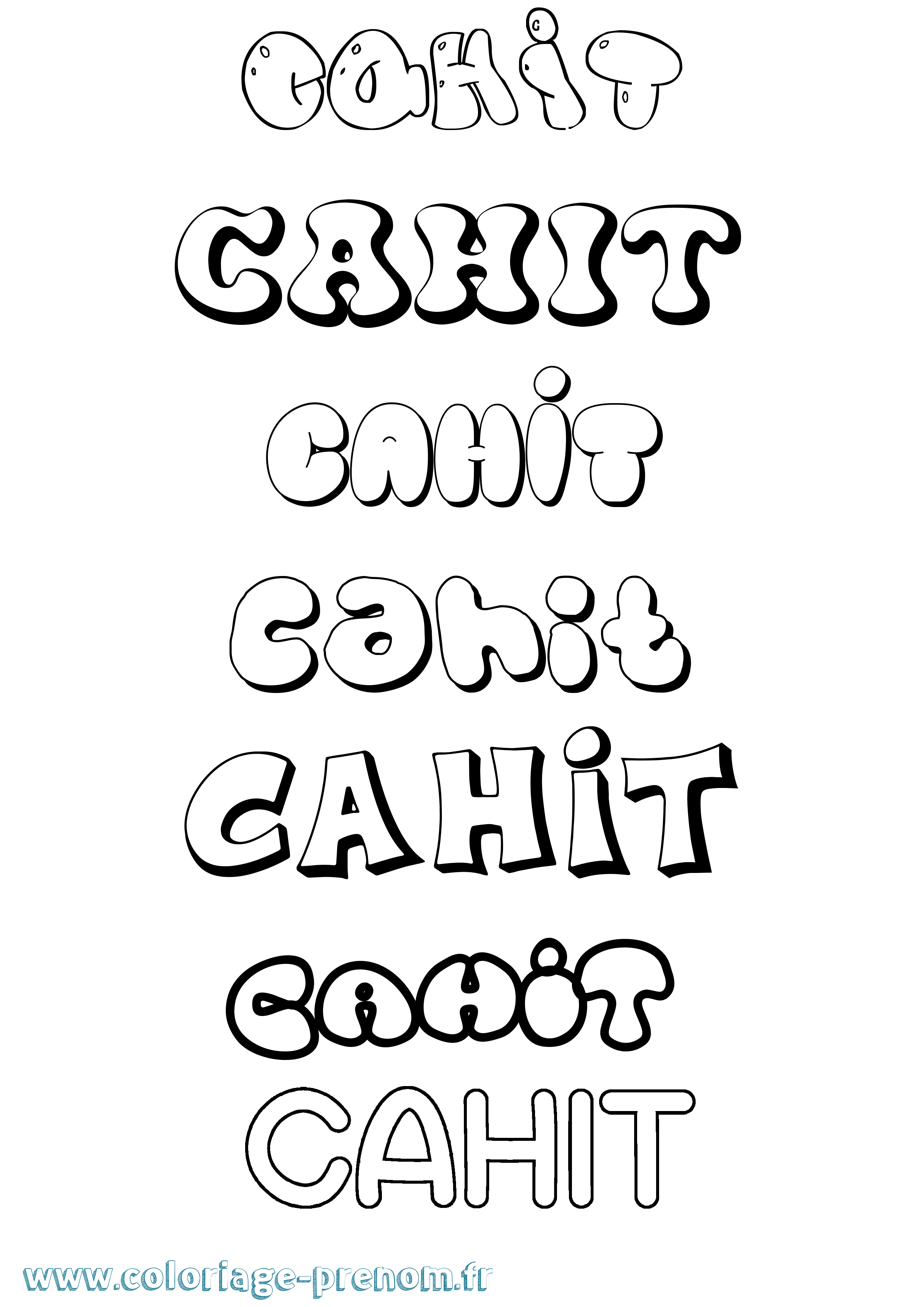Coloriage Cahit Bubble Coloriage prénom Cahit Bubble