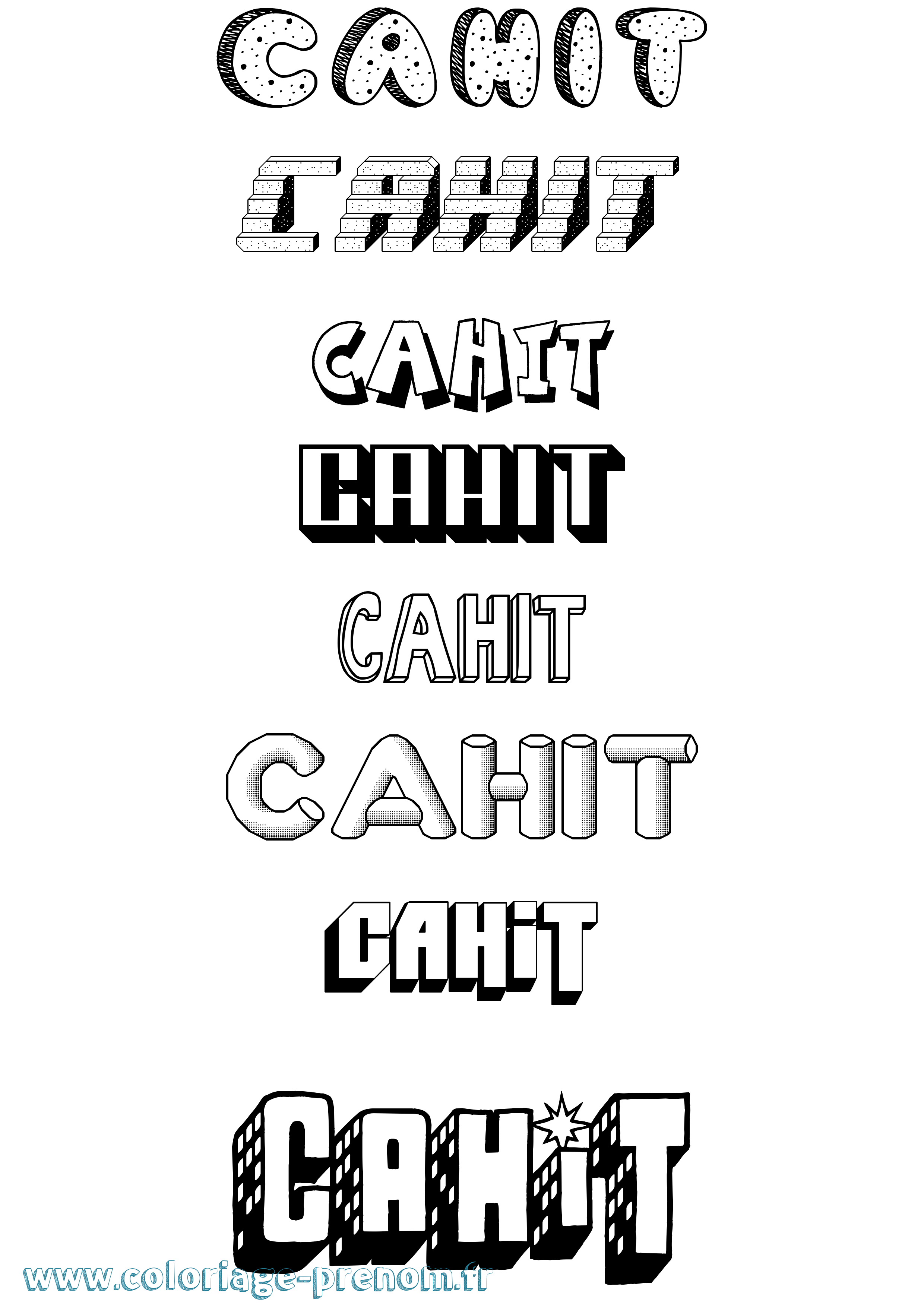 Coloriage Cahit Effet 3D Coloriage prénom Cahit Effet 3D