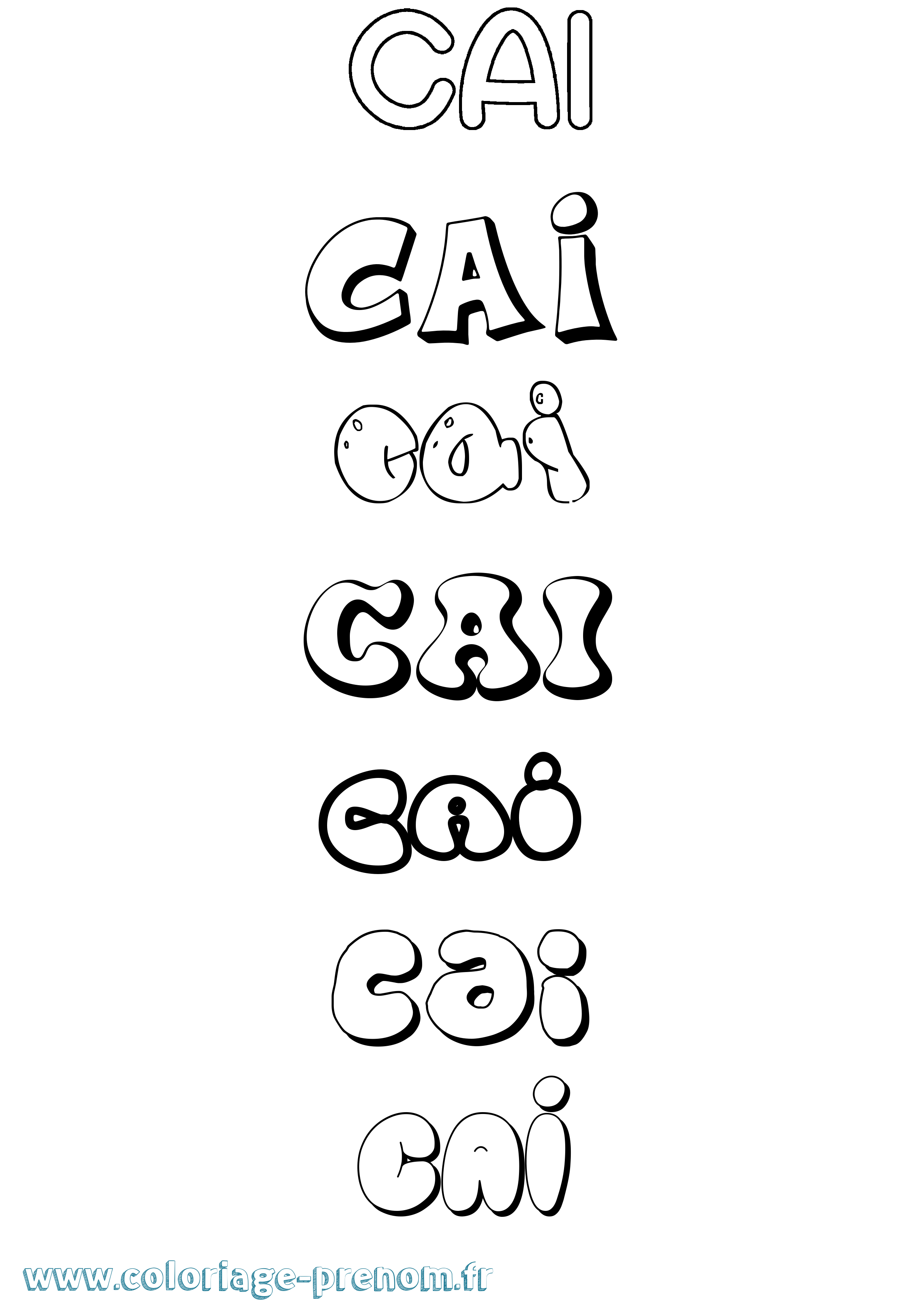 Coloriage Cai Bubble Coloriage prénom Cai Bubble