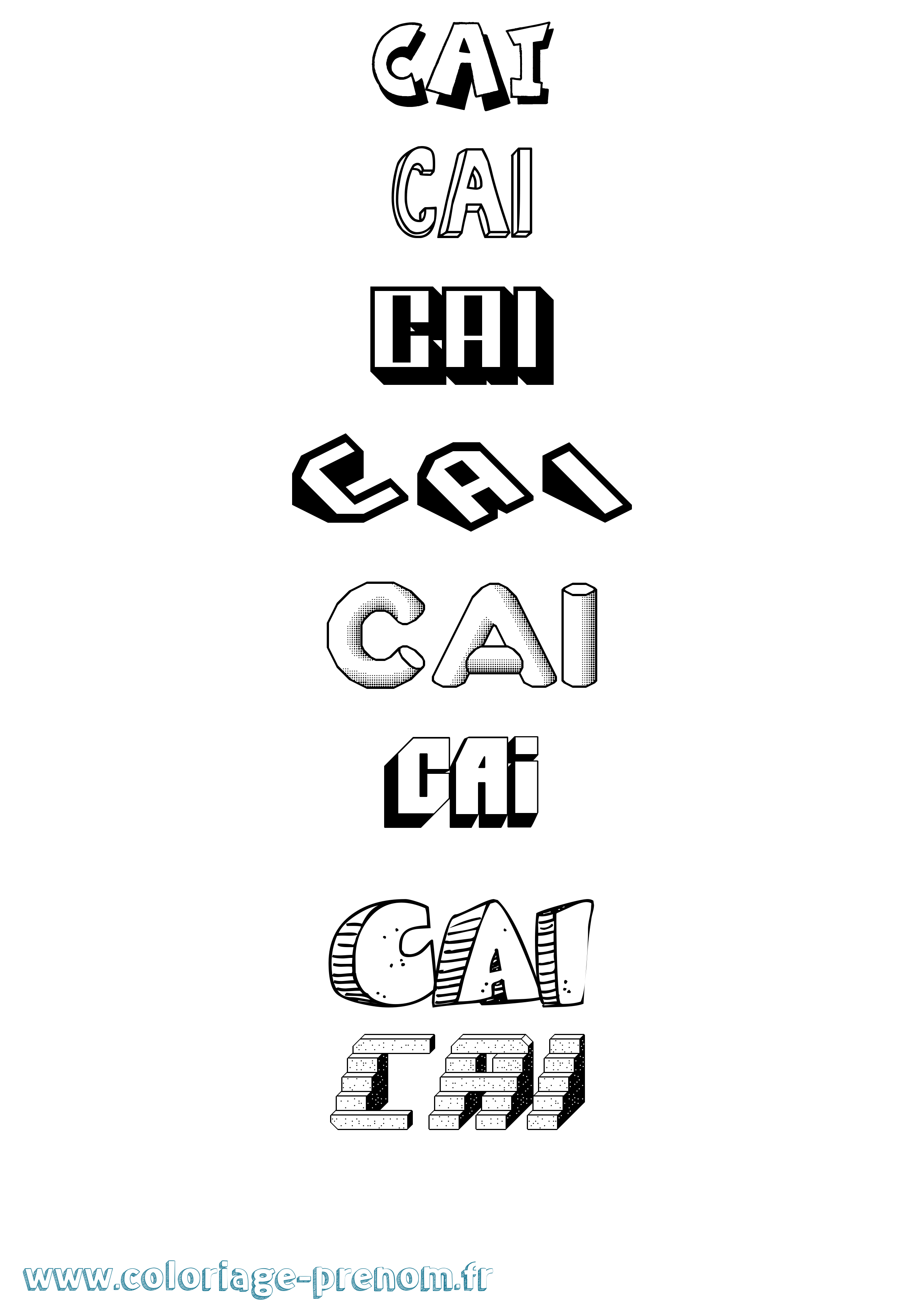 Coloriage Cai Effet 3D Coloriage prénom Cai Effet 3D