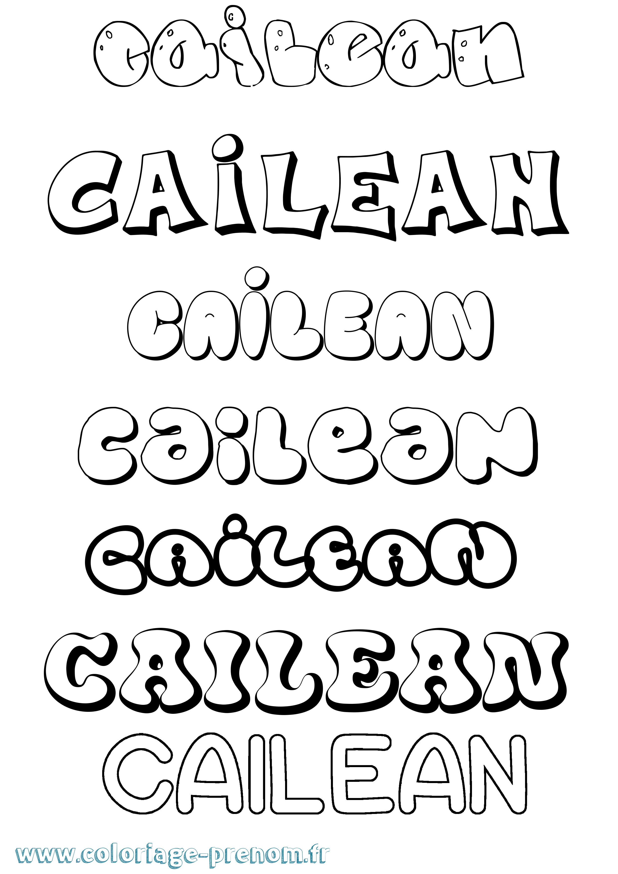 Coloriage prénom Cailean Bubble