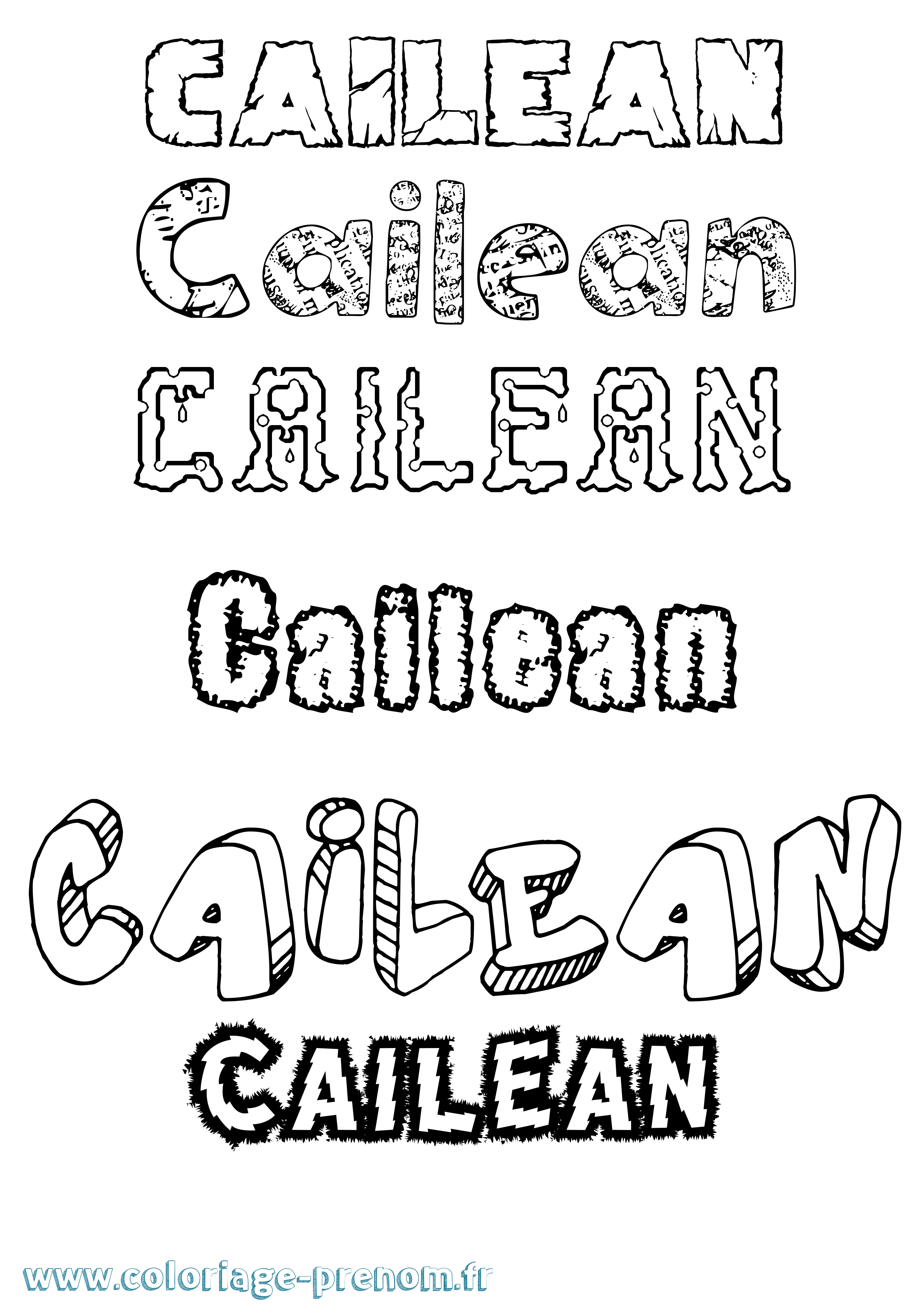 Coloriage prénom Cailean Destructuré