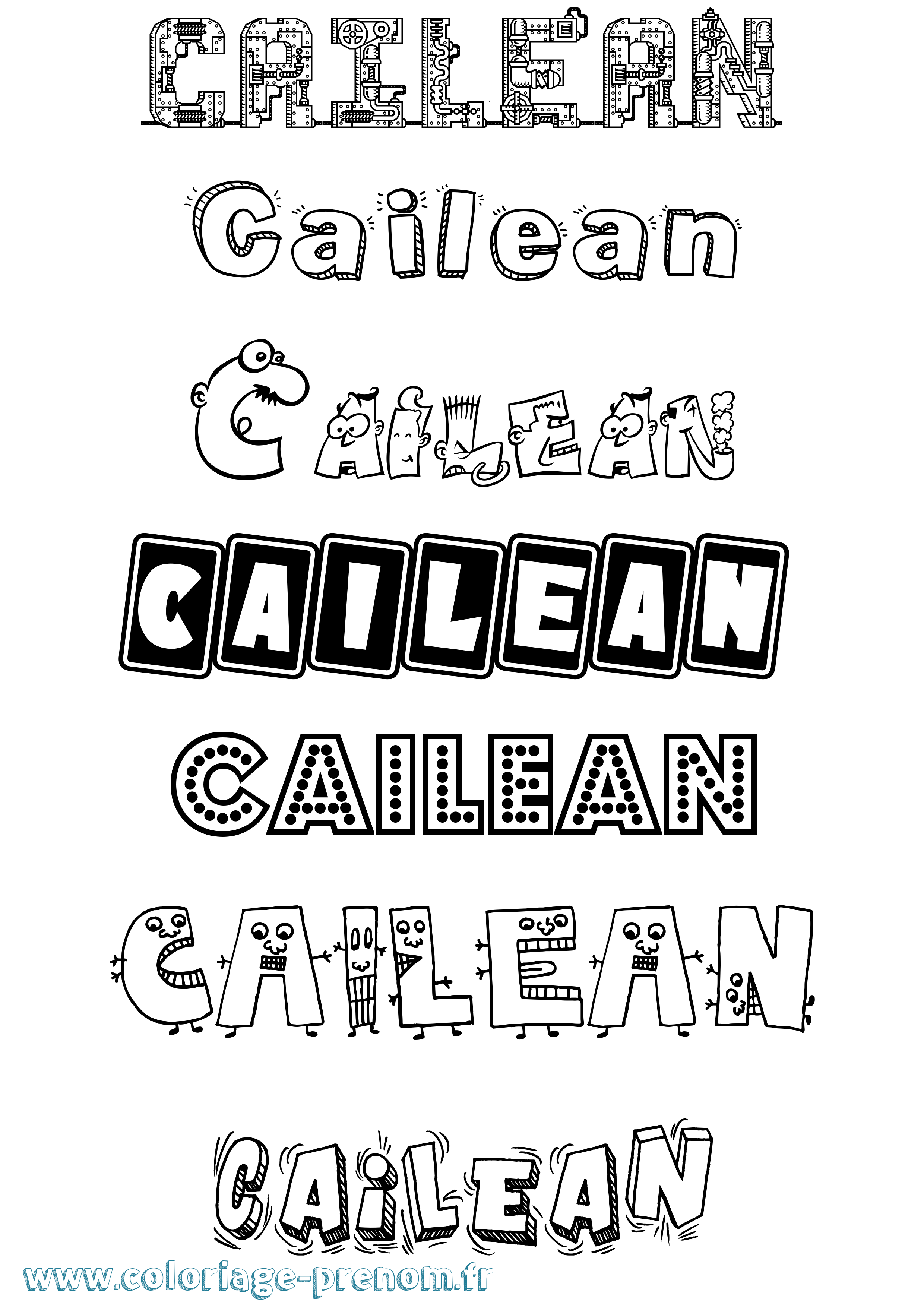 Coloriage prénom Cailean Fun