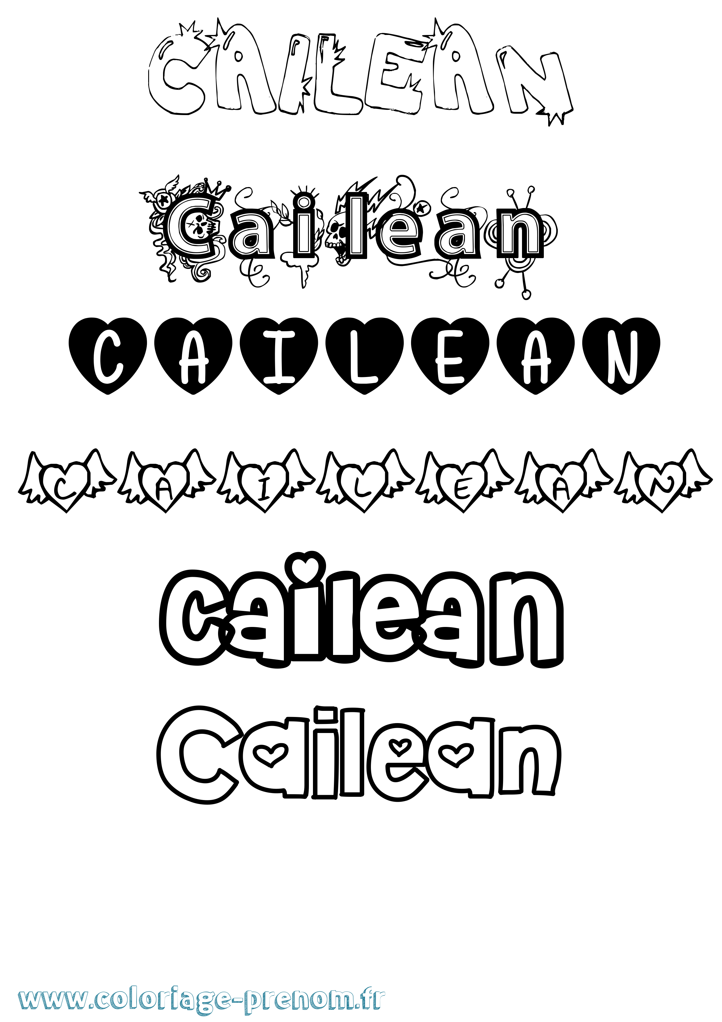 Coloriage prénom Cailean Girly