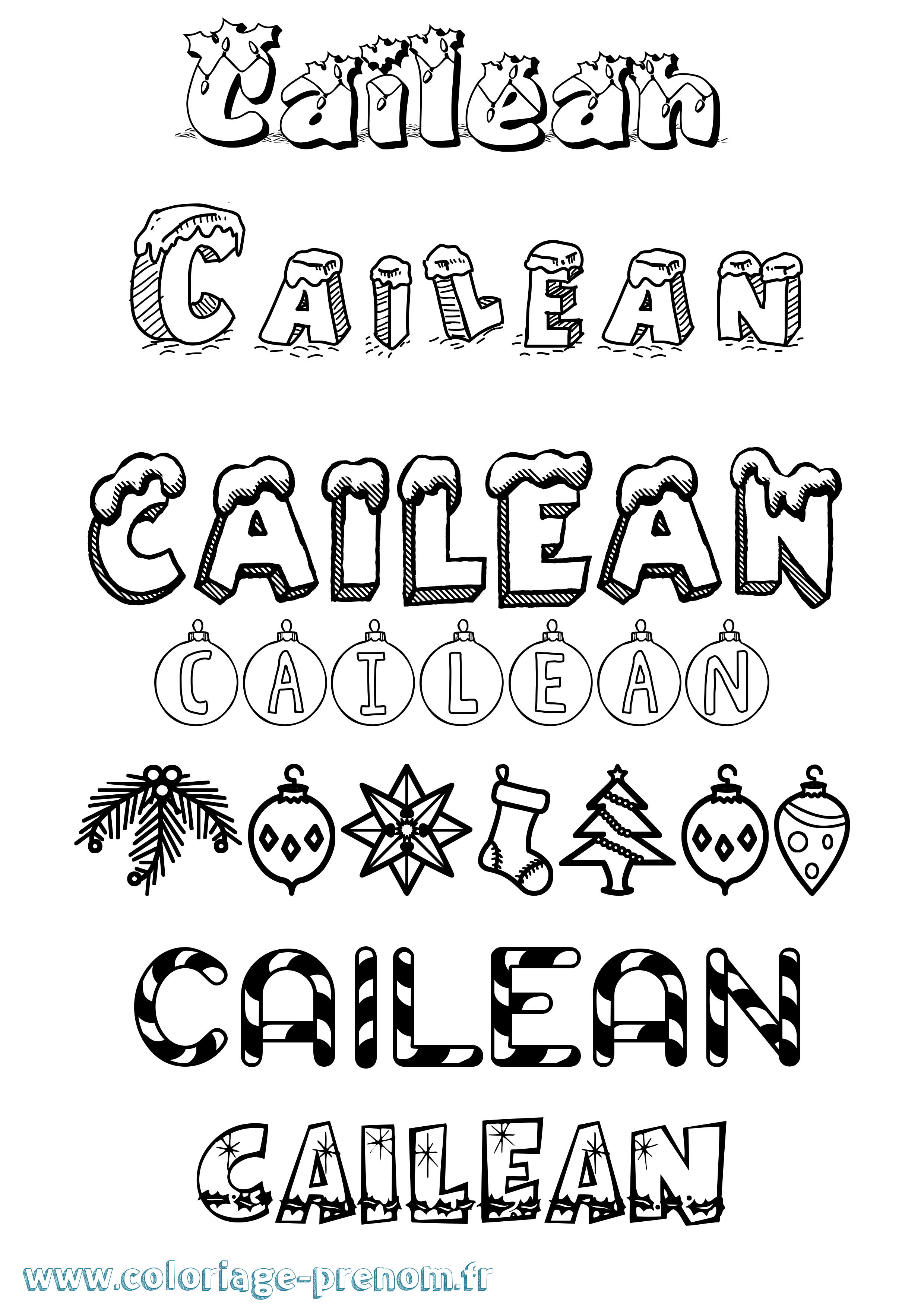 Coloriage prénom Cailean Noël