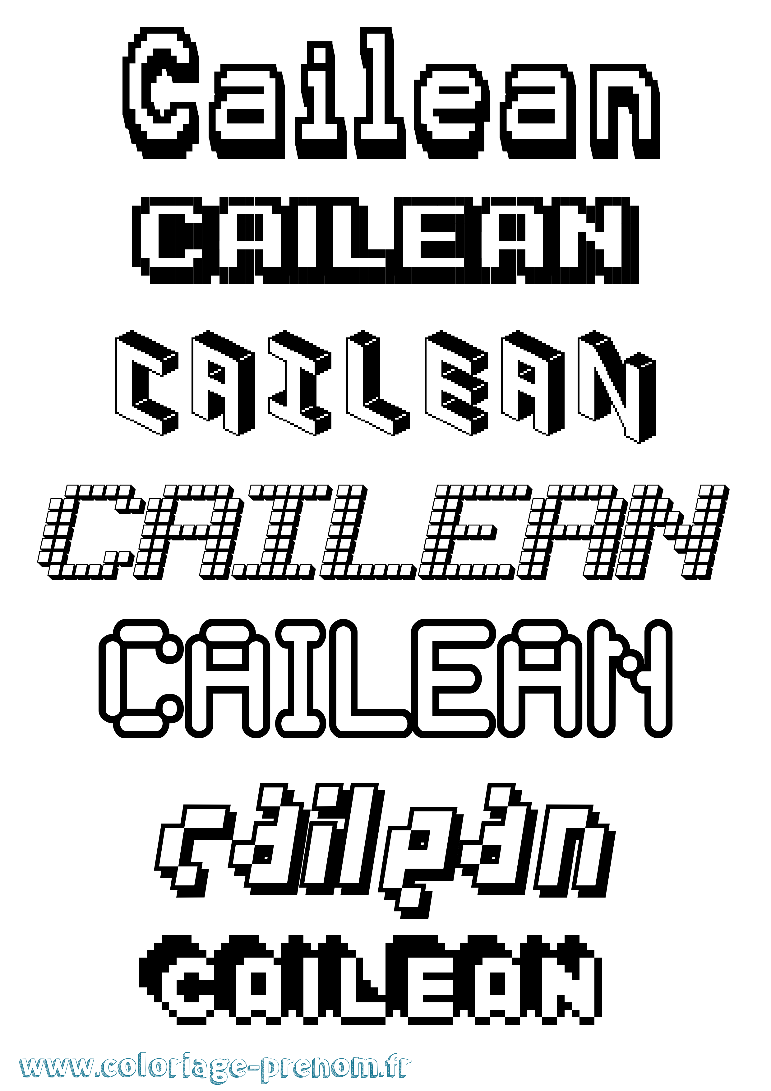 Coloriage prénom Cailean Pixel