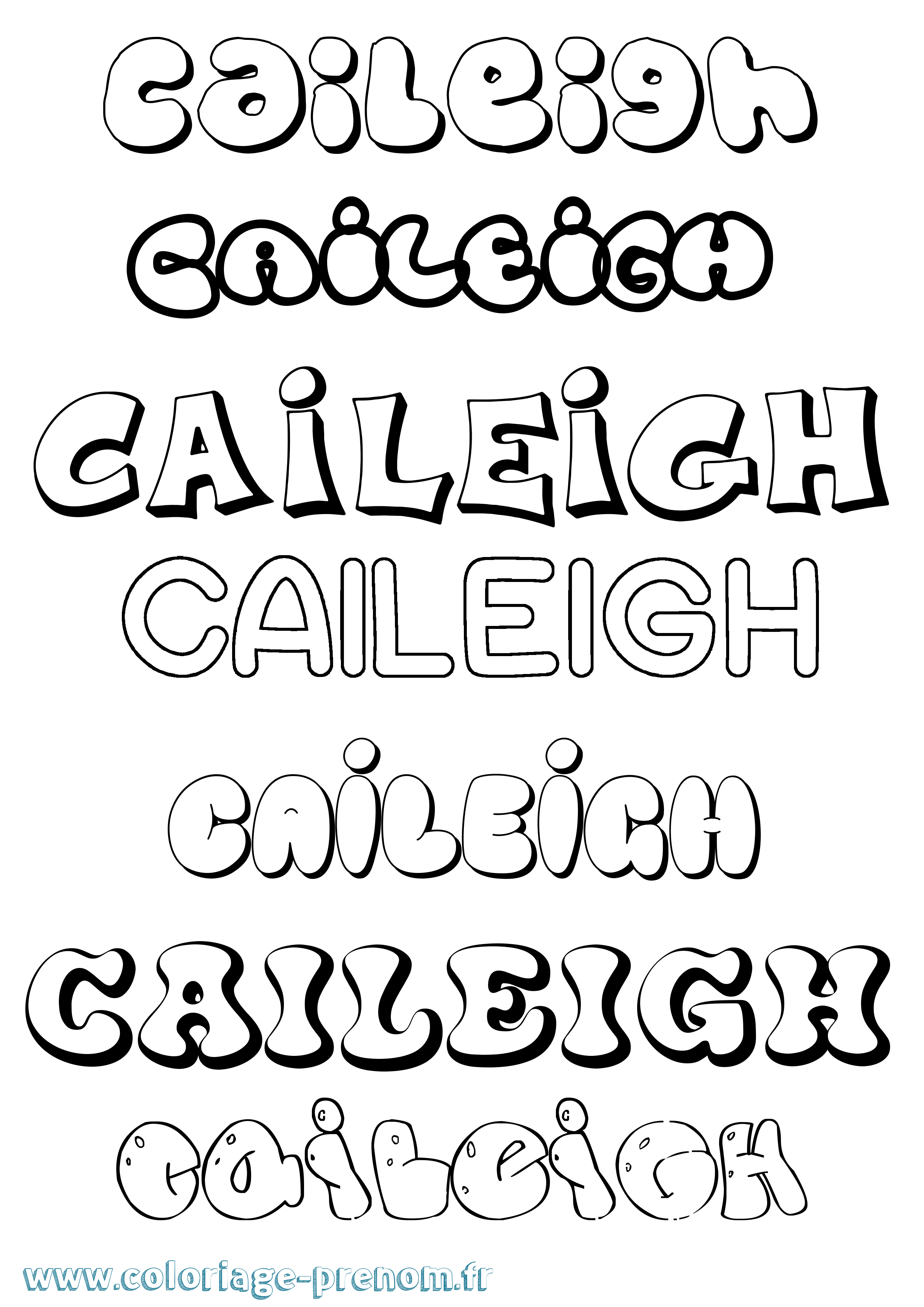 Coloriage Caileigh Bubble Coloriage prénom Caileigh Bubble