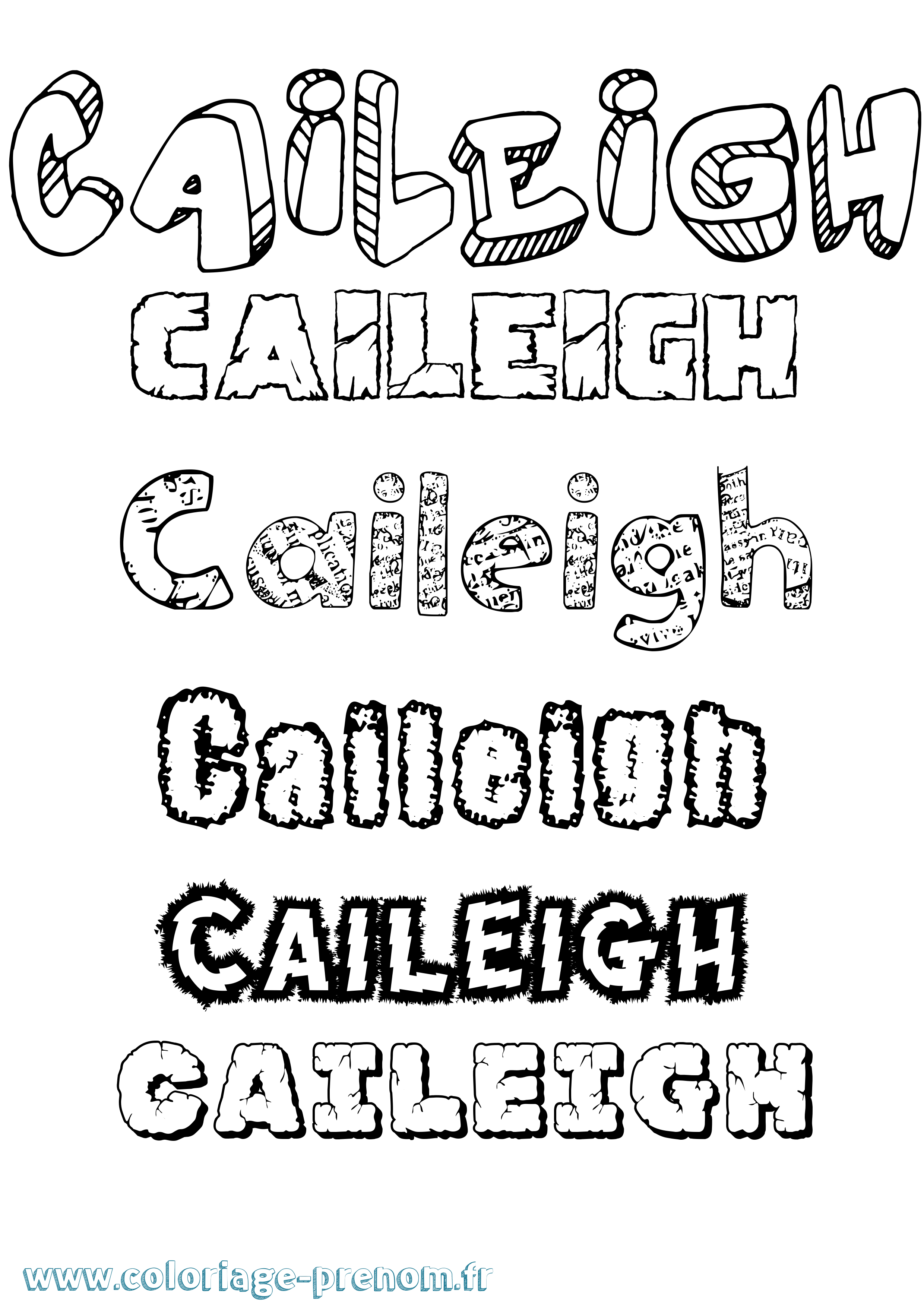 Coloriage prénom Caileigh Destructuré
