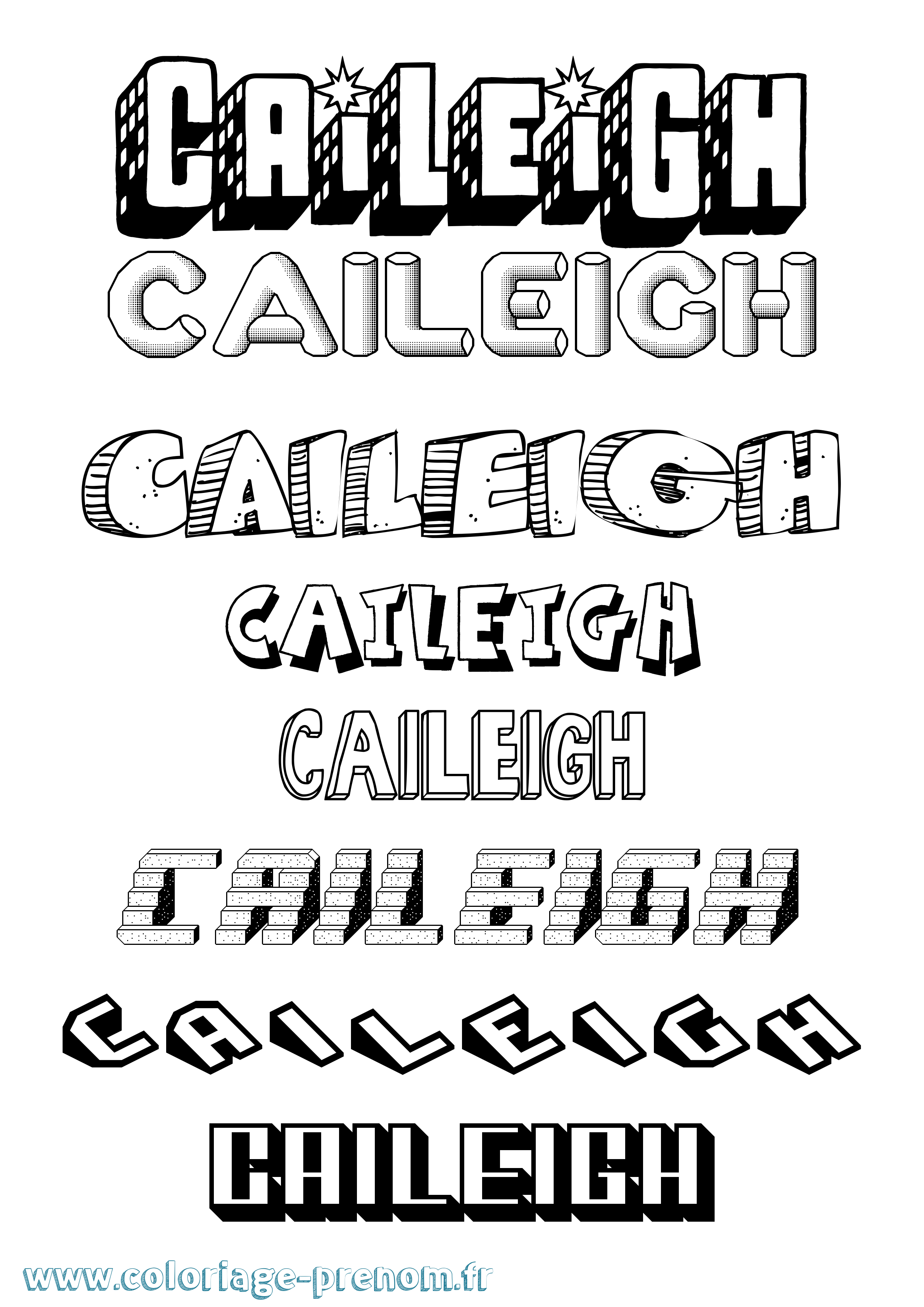Coloriage Caileigh Effet 3D Coloriage prénom Caileigh Effet 3D