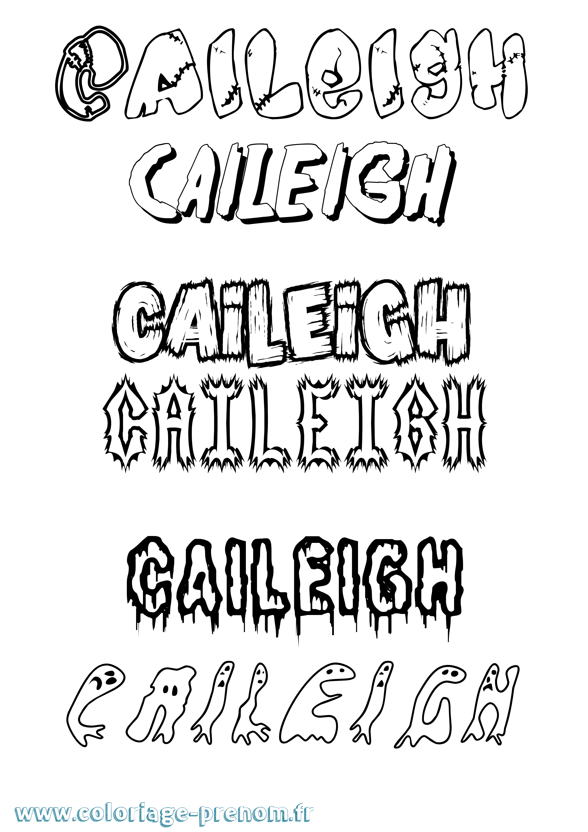 Coloriage prénom Caileigh Frisson