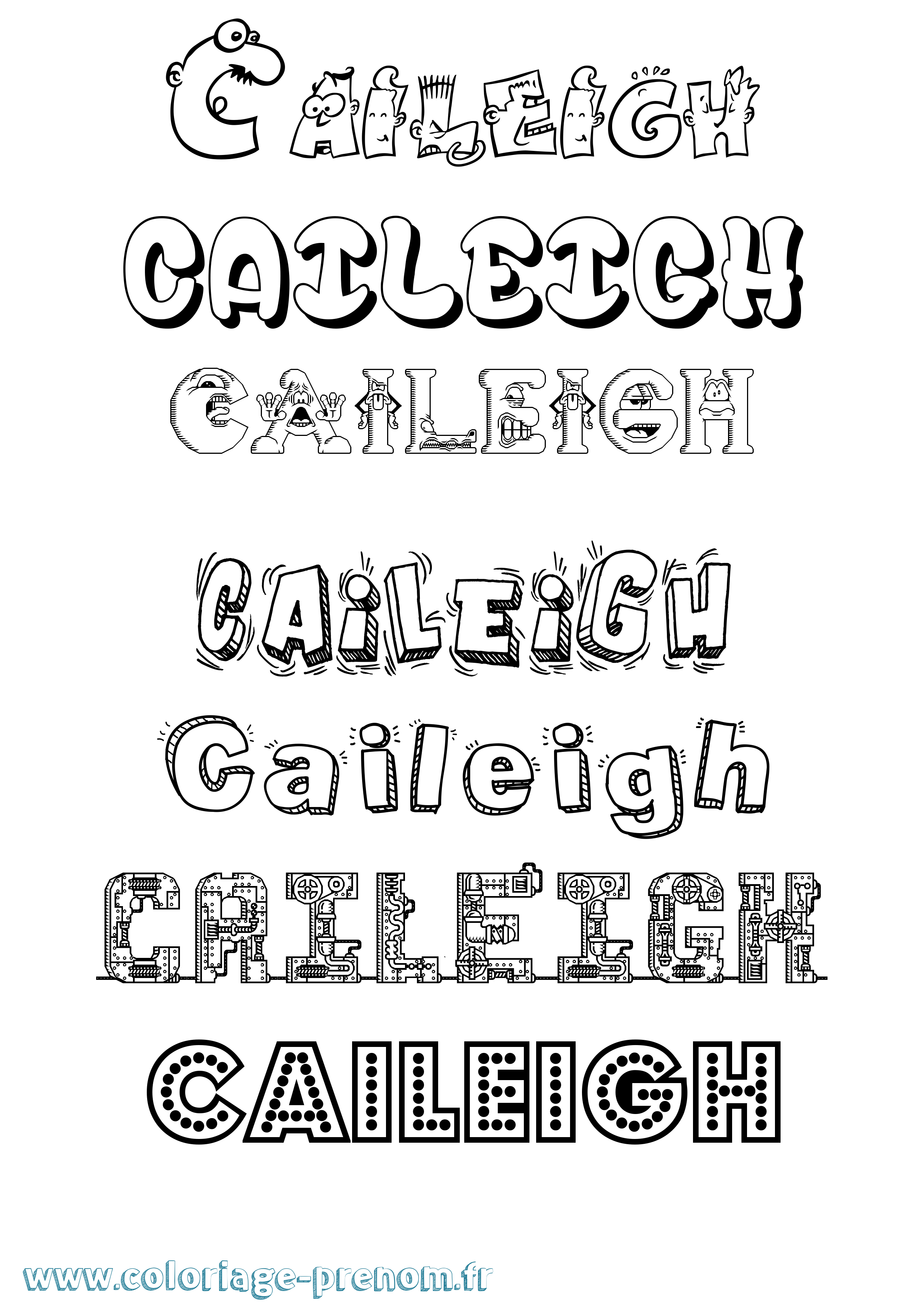Coloriage prénom Caileigh Fun