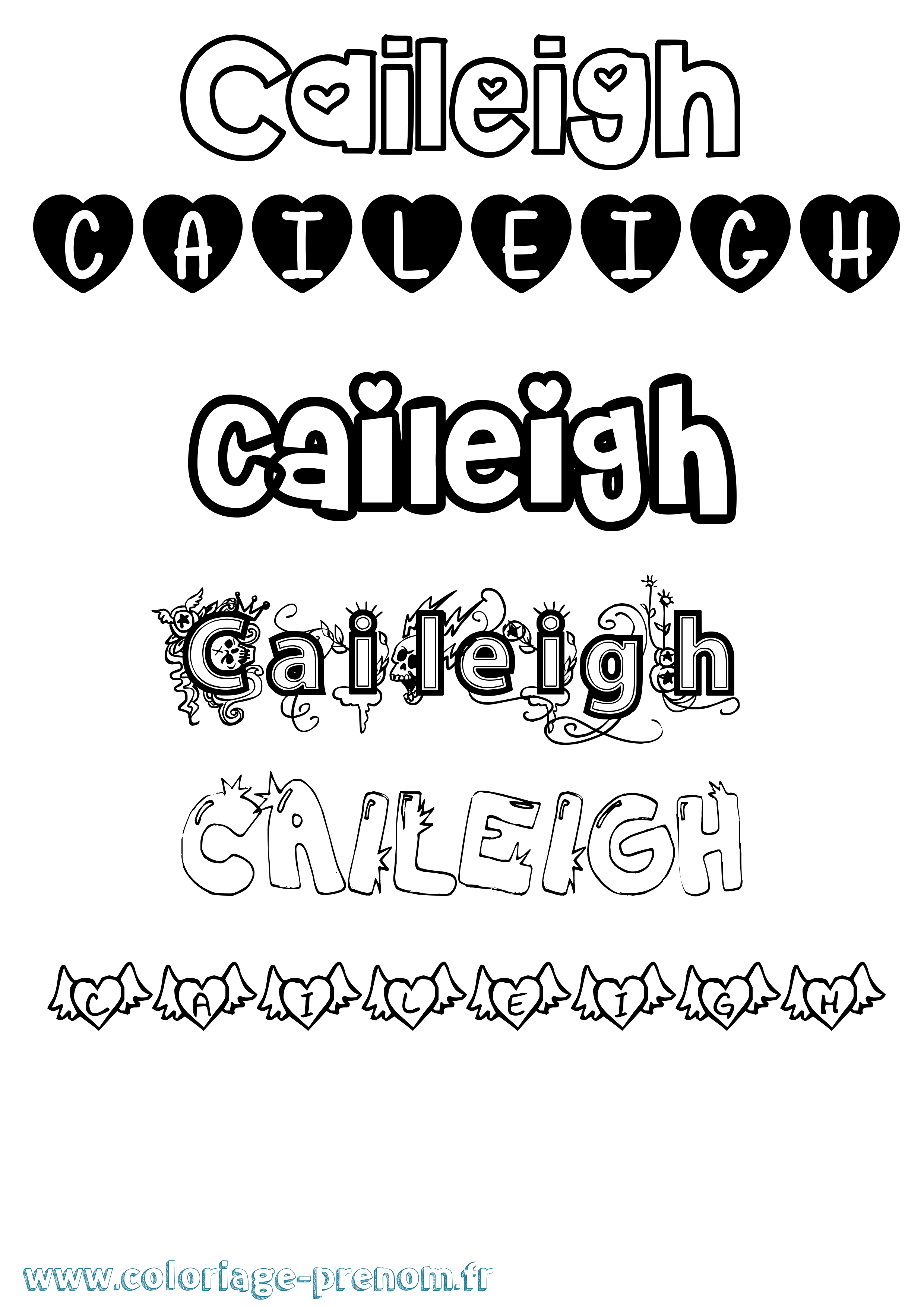 Coloriage prénom Caileigh Girly