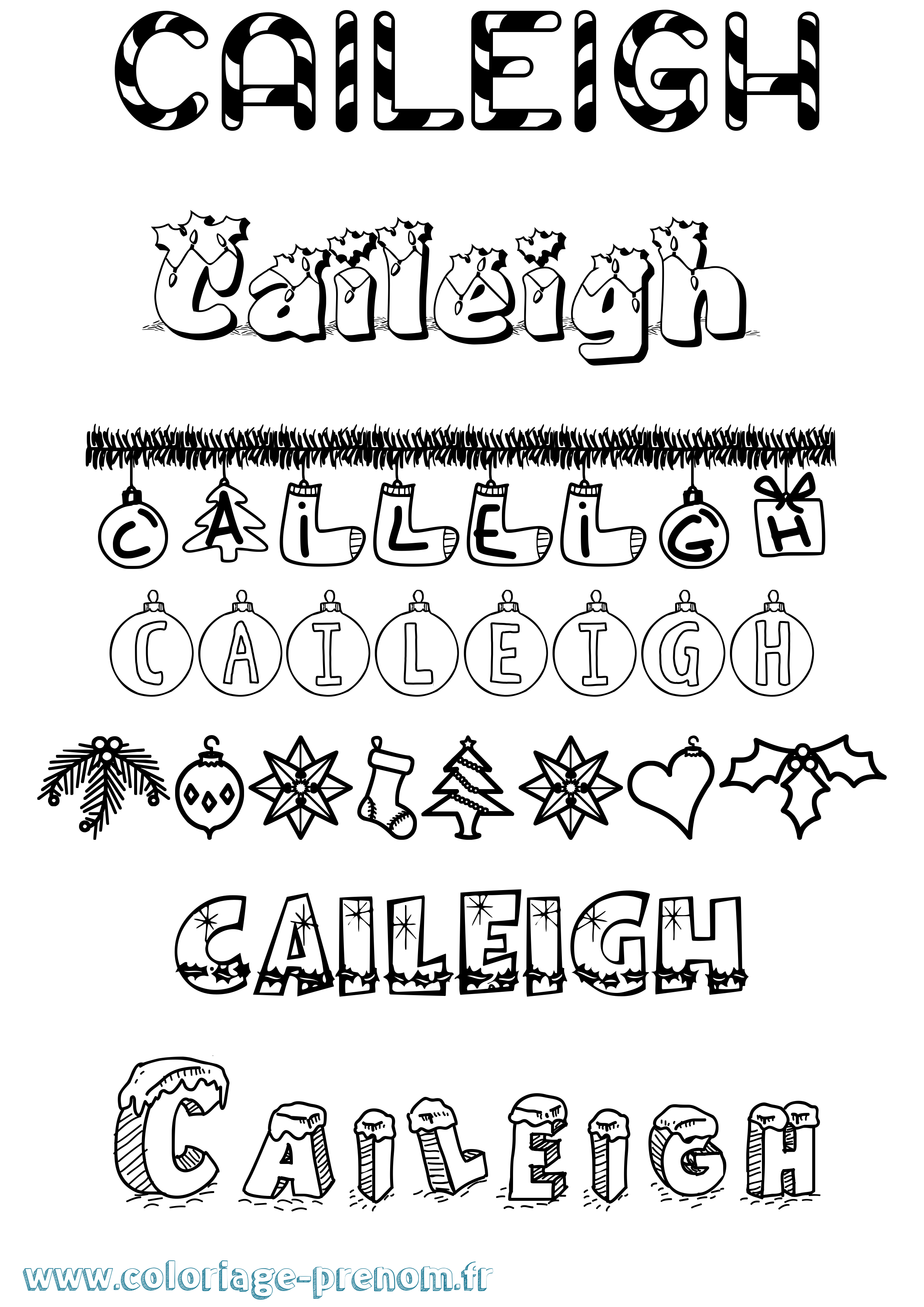 Coloriage Caileigh Noël Coloriage prénom Caileigh Noël