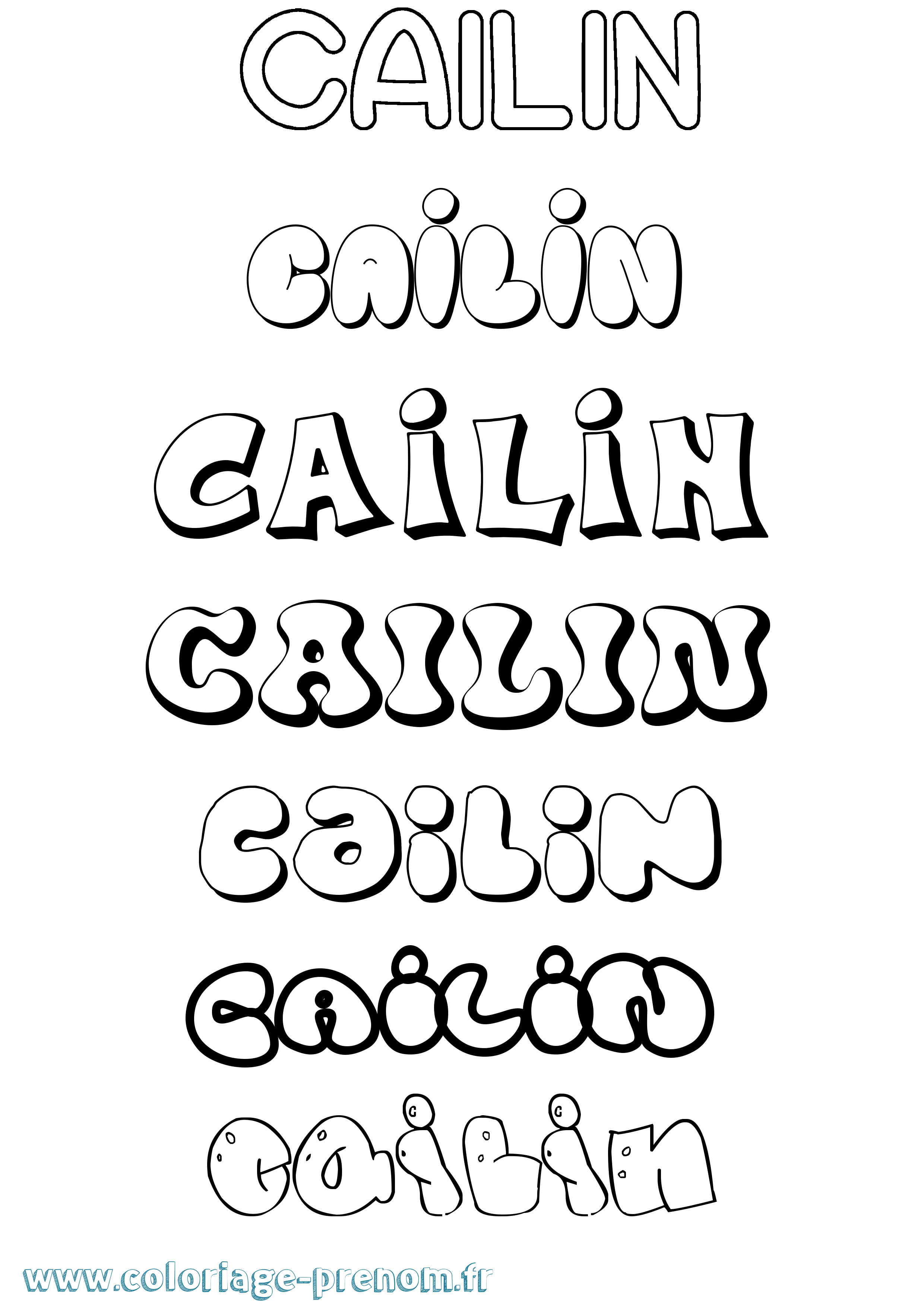 Coloriage prénom Cailin Bubble