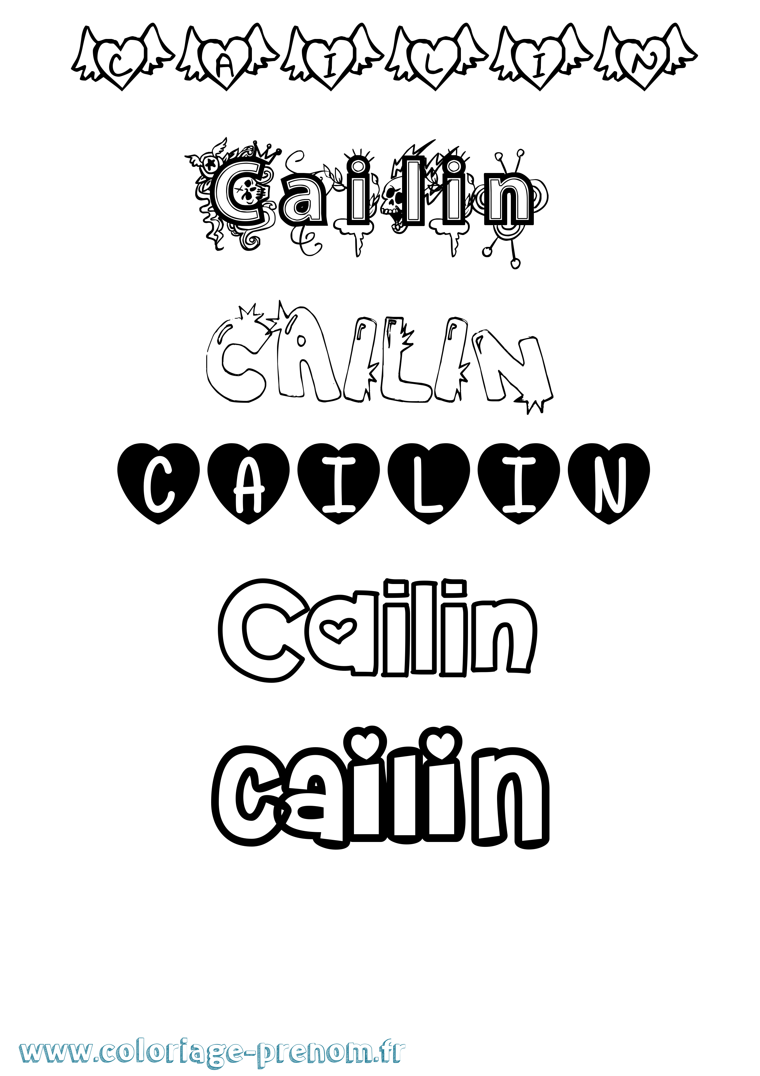 Coloriage prénom Cailin Girly