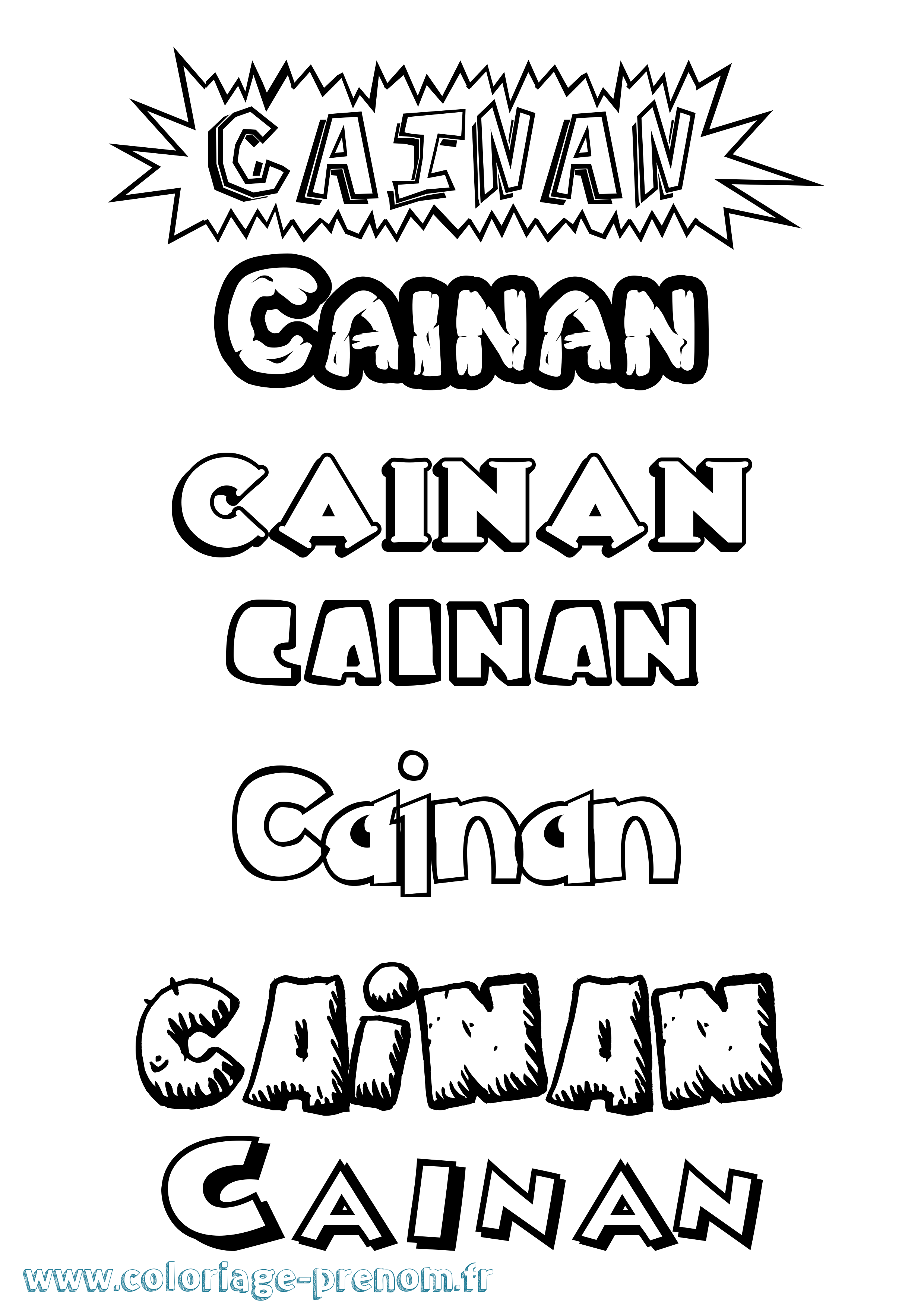 Coloriage prénom Cainan Dessin Animé