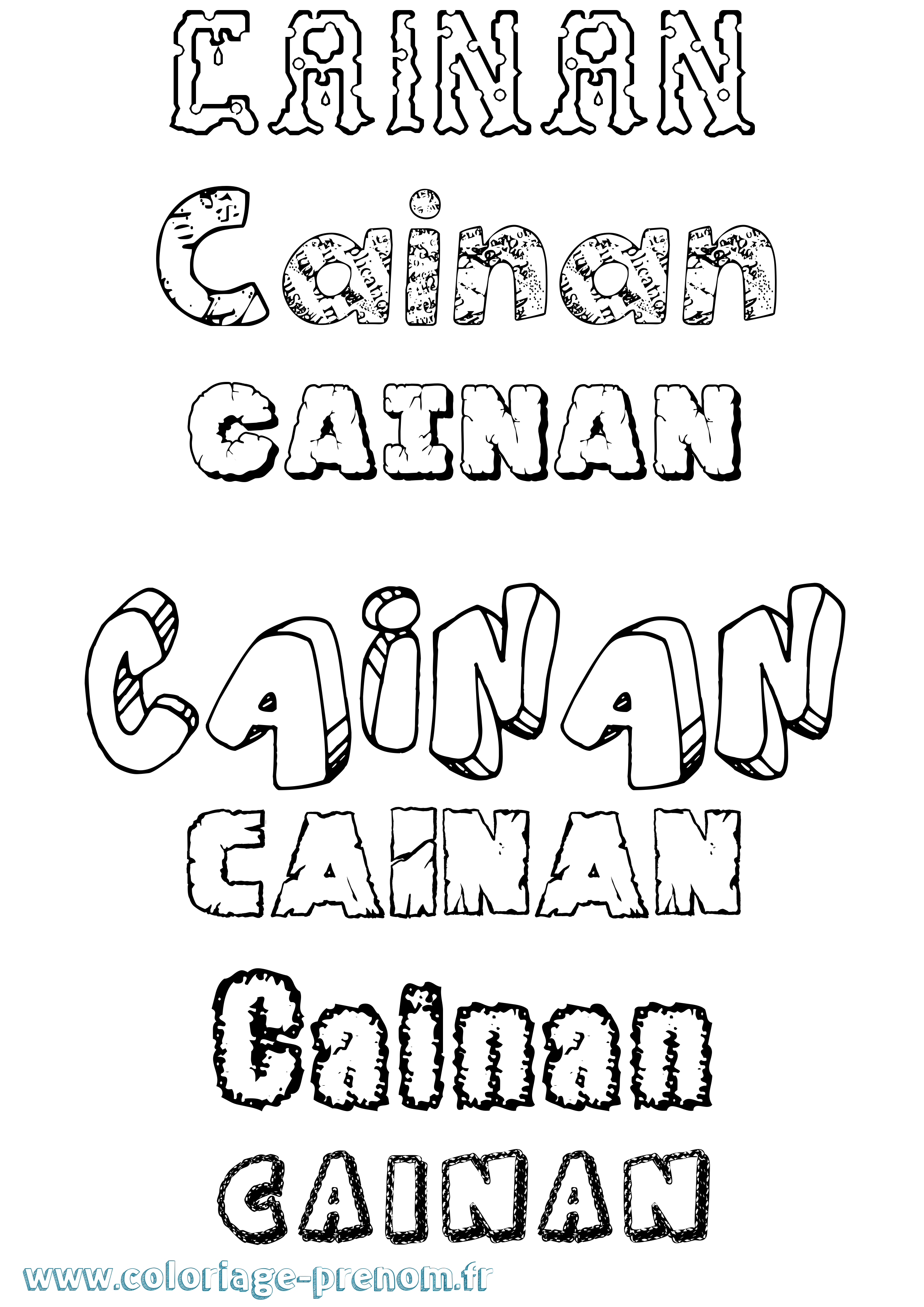 Coloriage prénom Cainan Destructuré