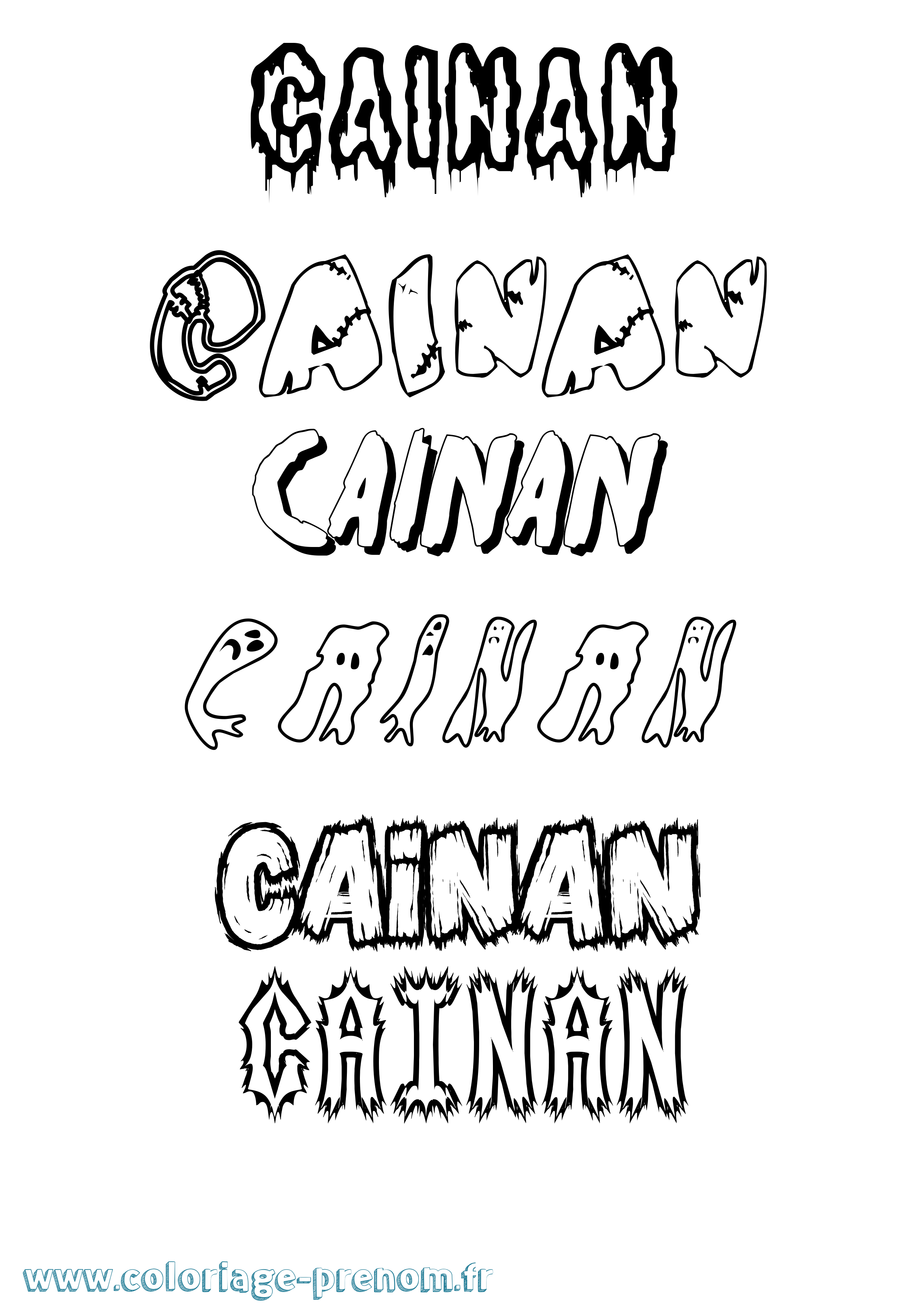 Coloriage prénom Cainan Frisson