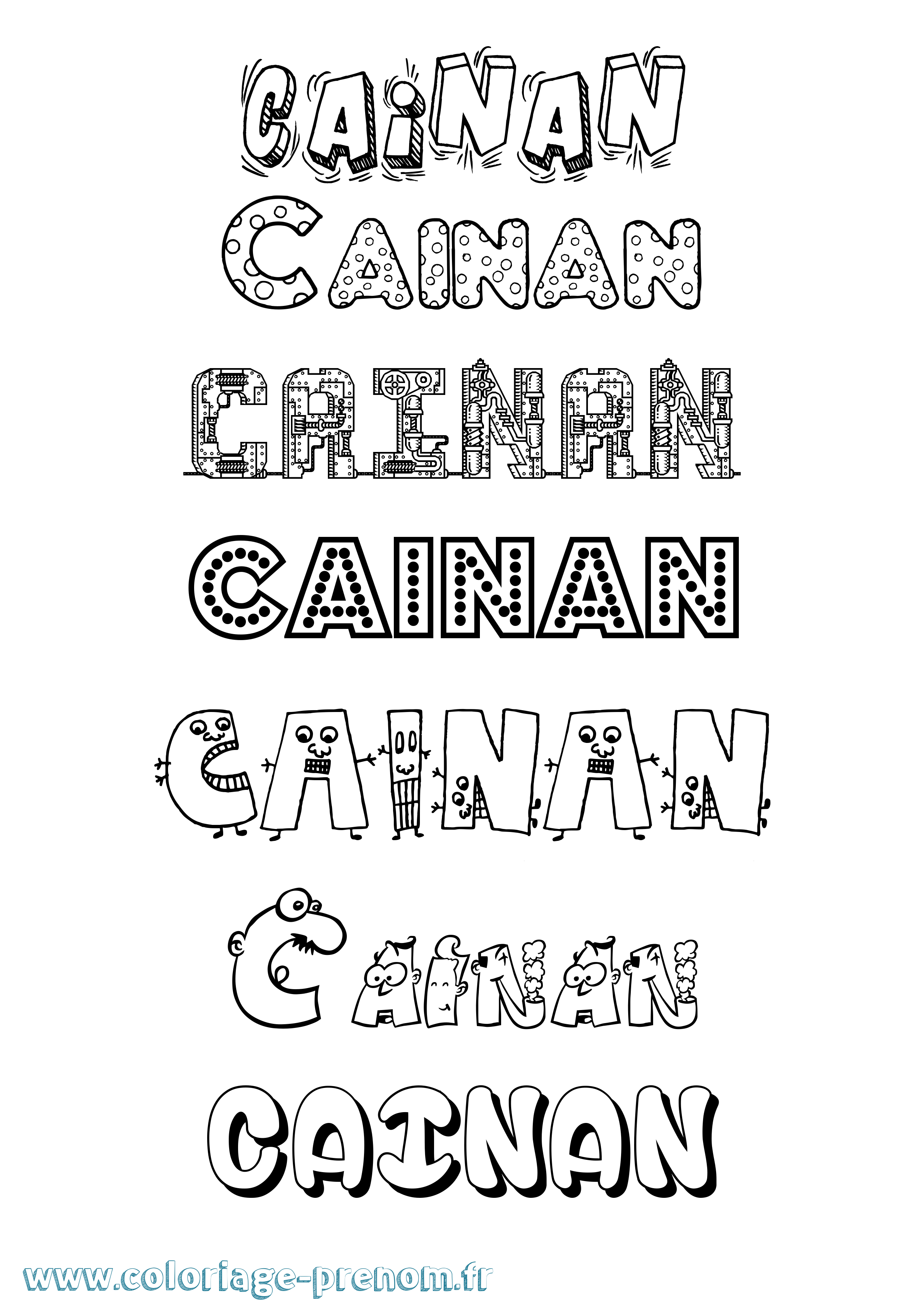 Coloriage prénom Cainan Fun