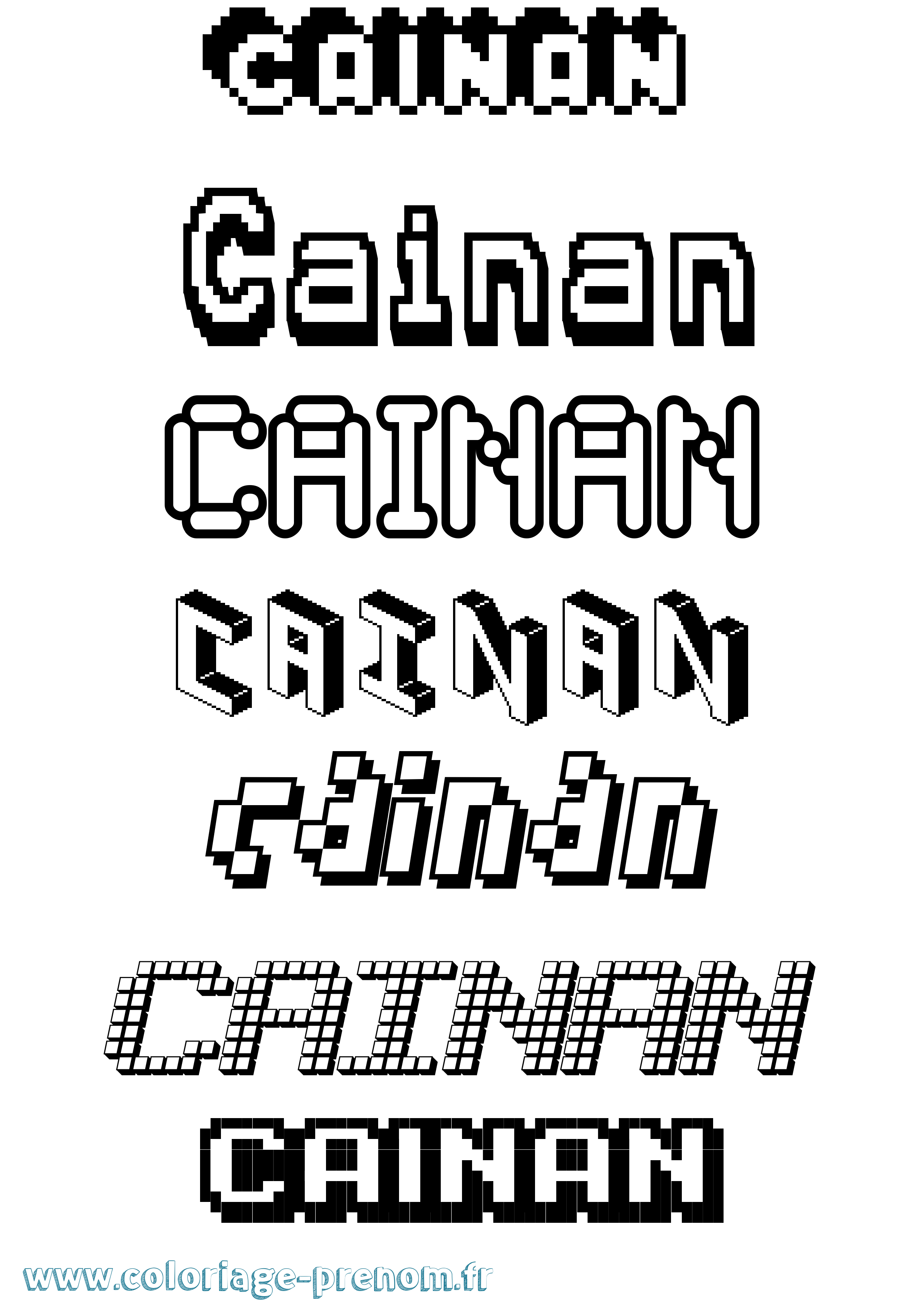 Coloriage prénom Cainan Pixel