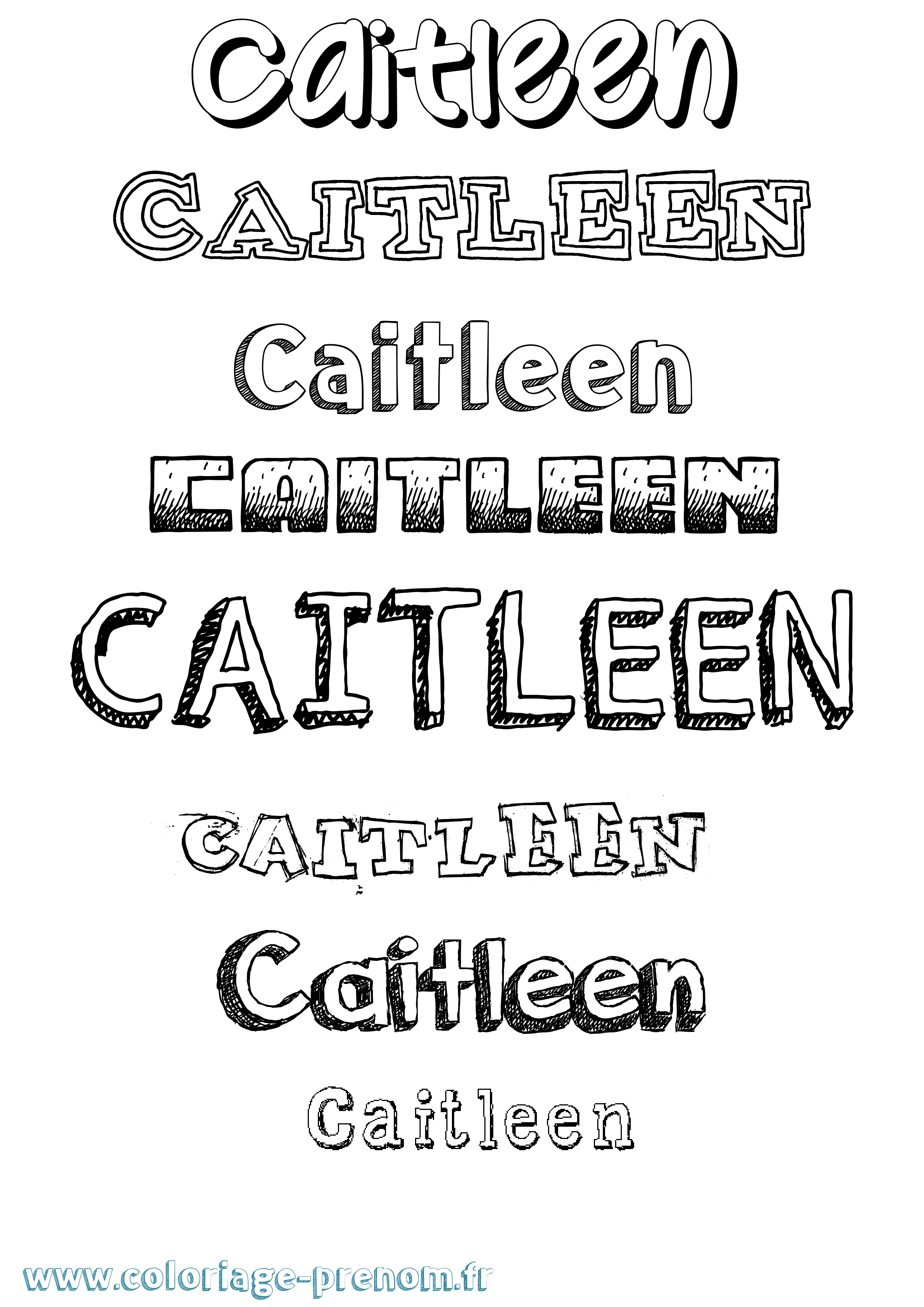 Coloriage prénom Caitleen Dessiné