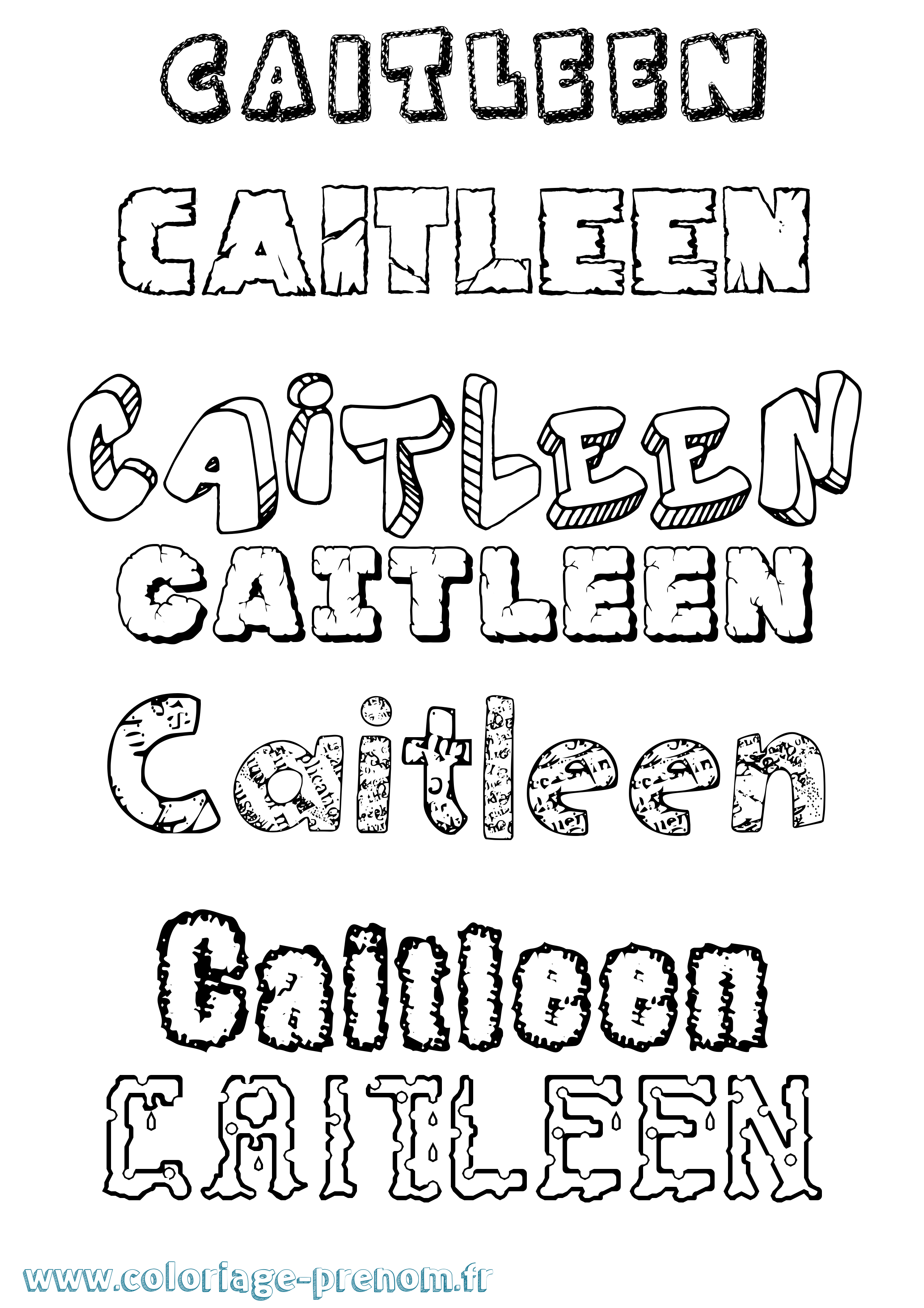 Coloriage prénom Caitleen Destructuré