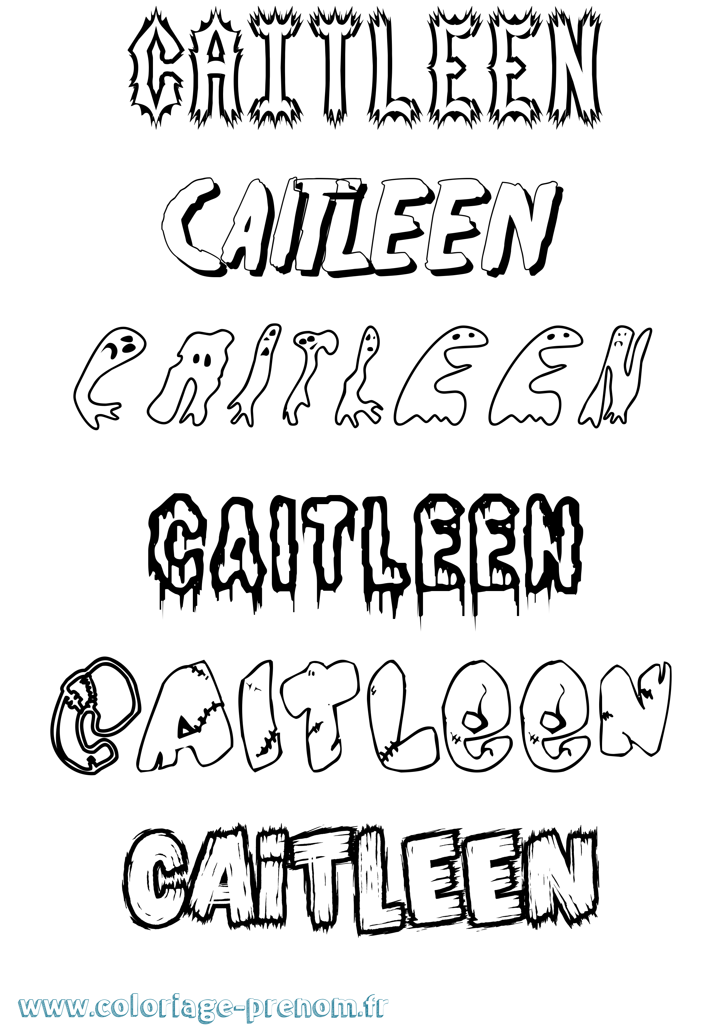 Coloriage prénom Caitleen Frisson