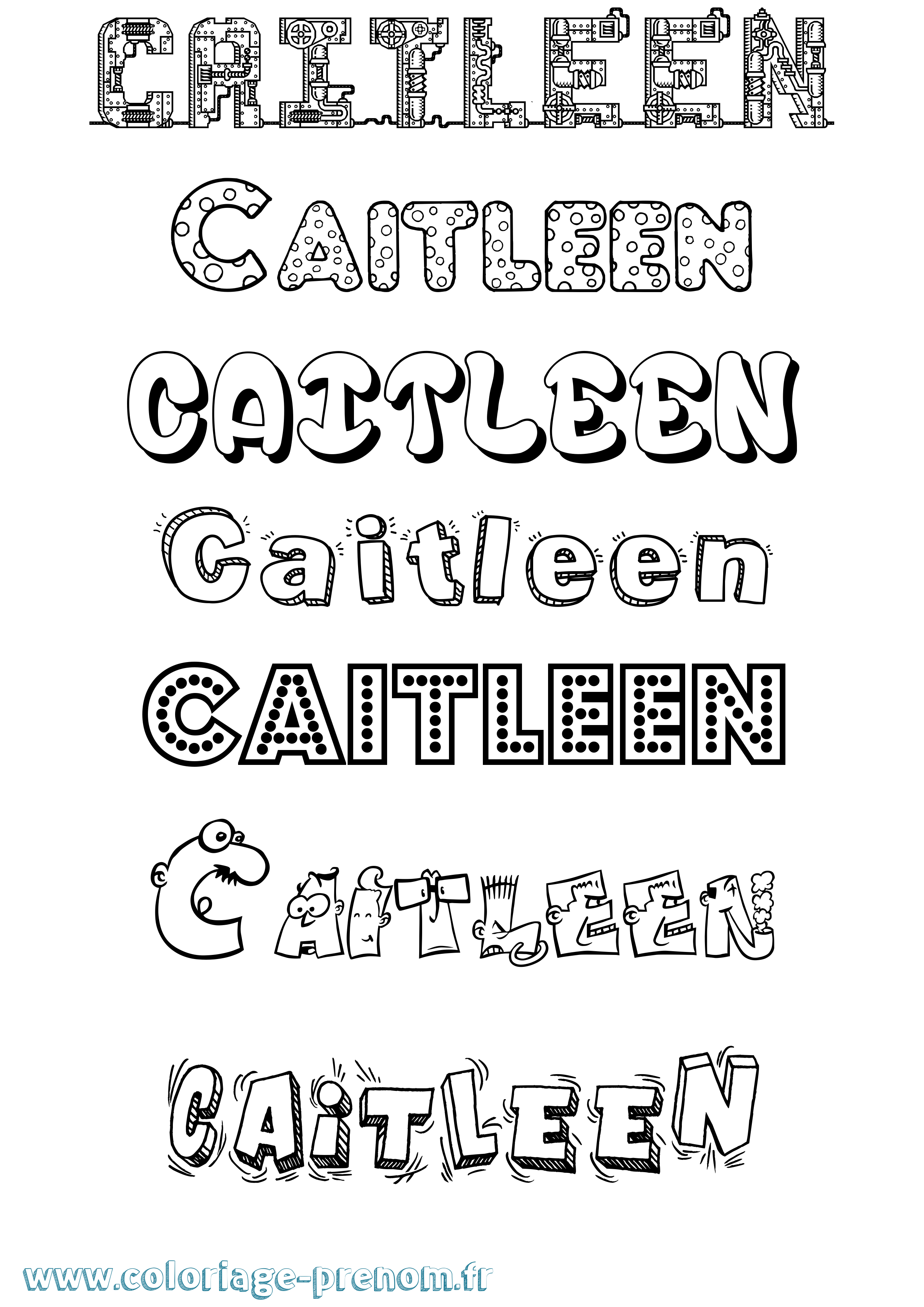 Coloriage prénom Caitleen Fun