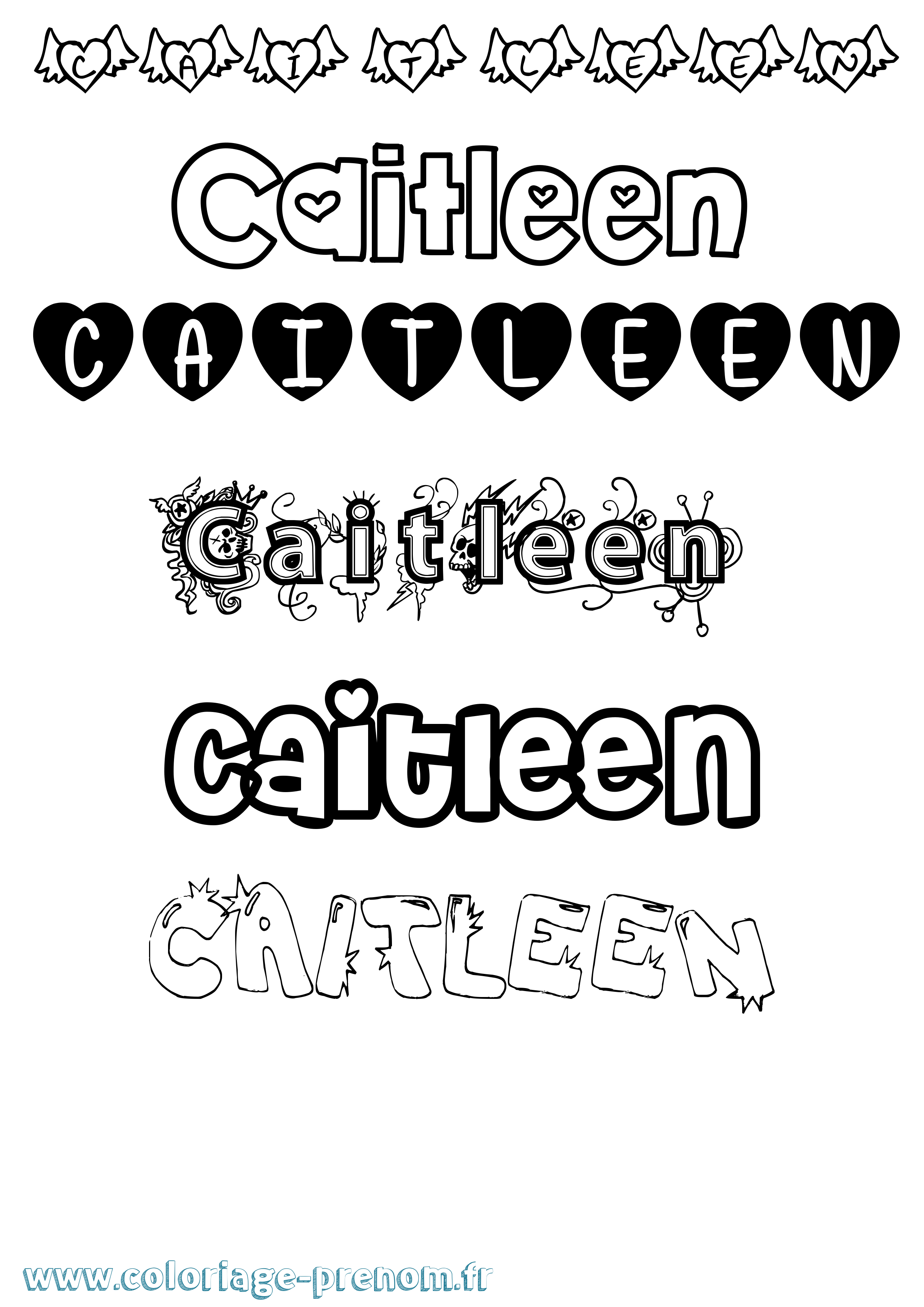 Coloriage prénom Caitleen Girly