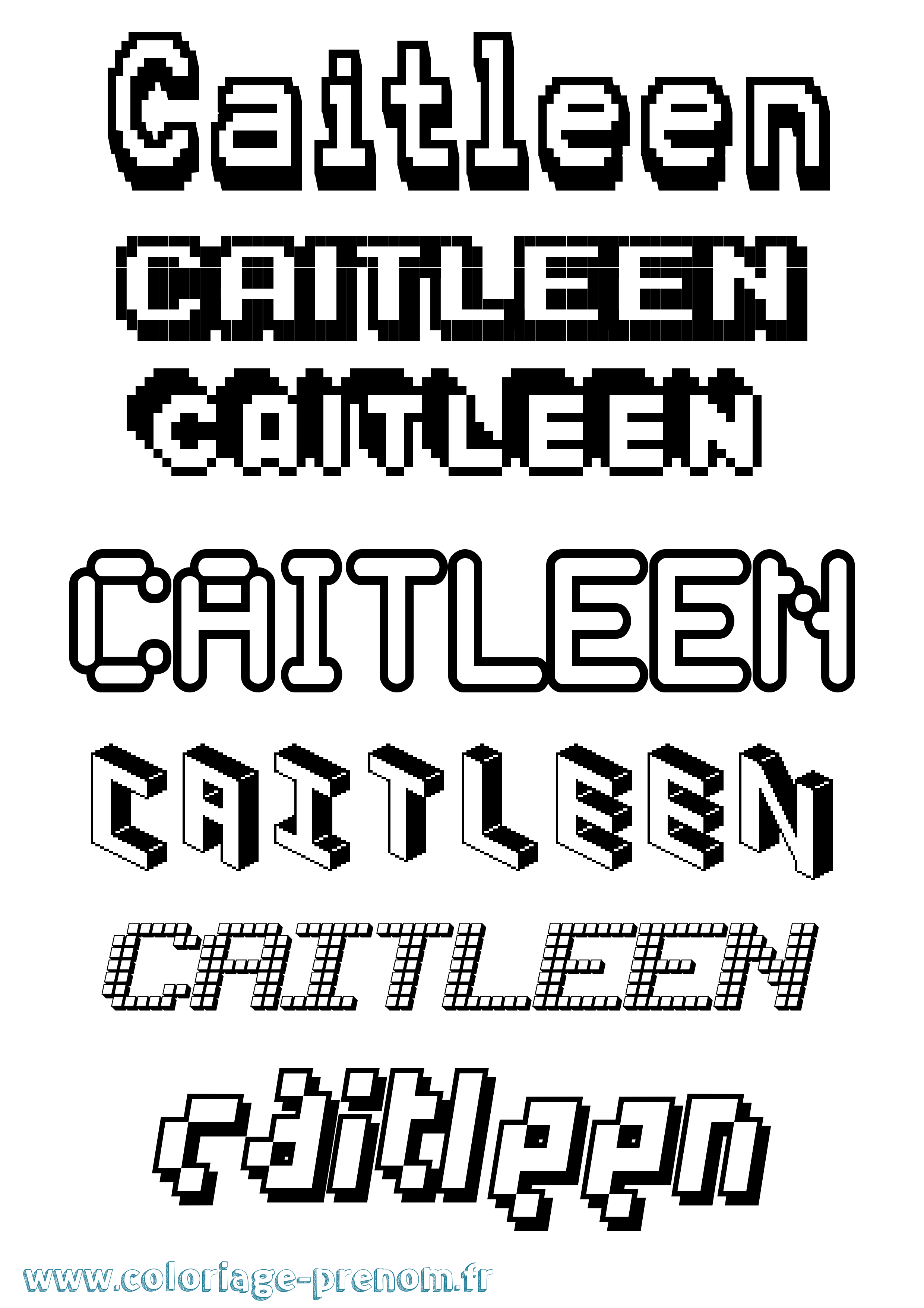 Coloriage prénom Caitleen Pixel
