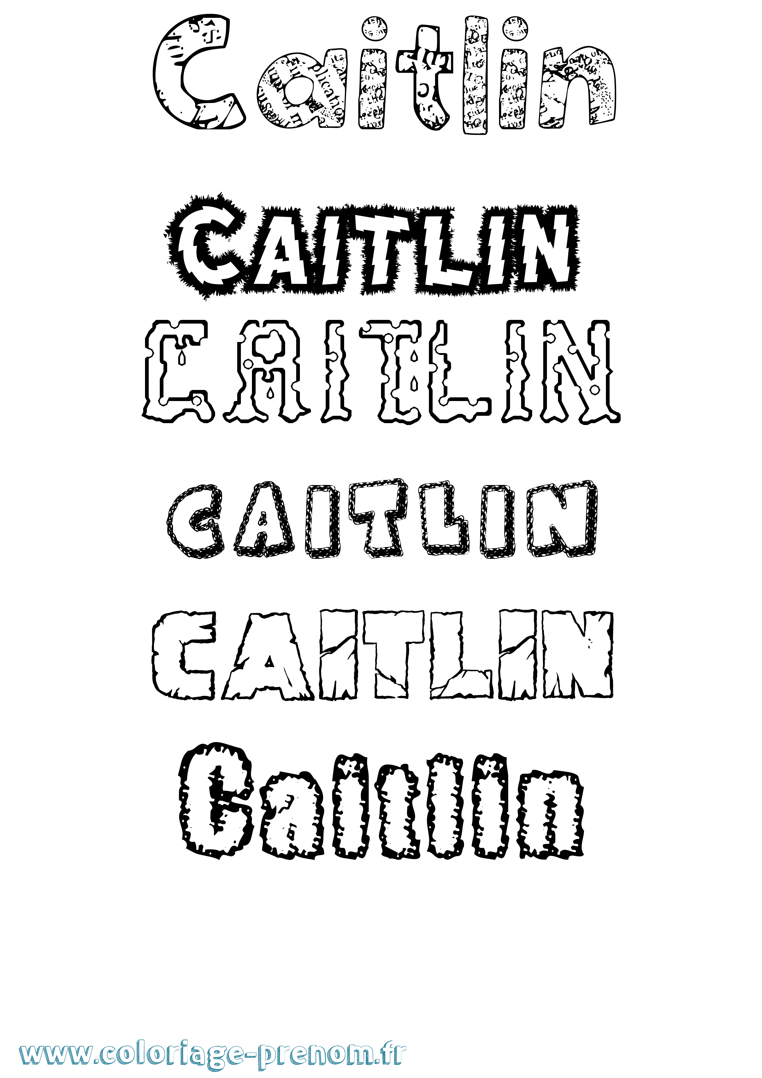 Coloriage Caitlin Destructuré Coloriage prénom Caitlin Destructuré