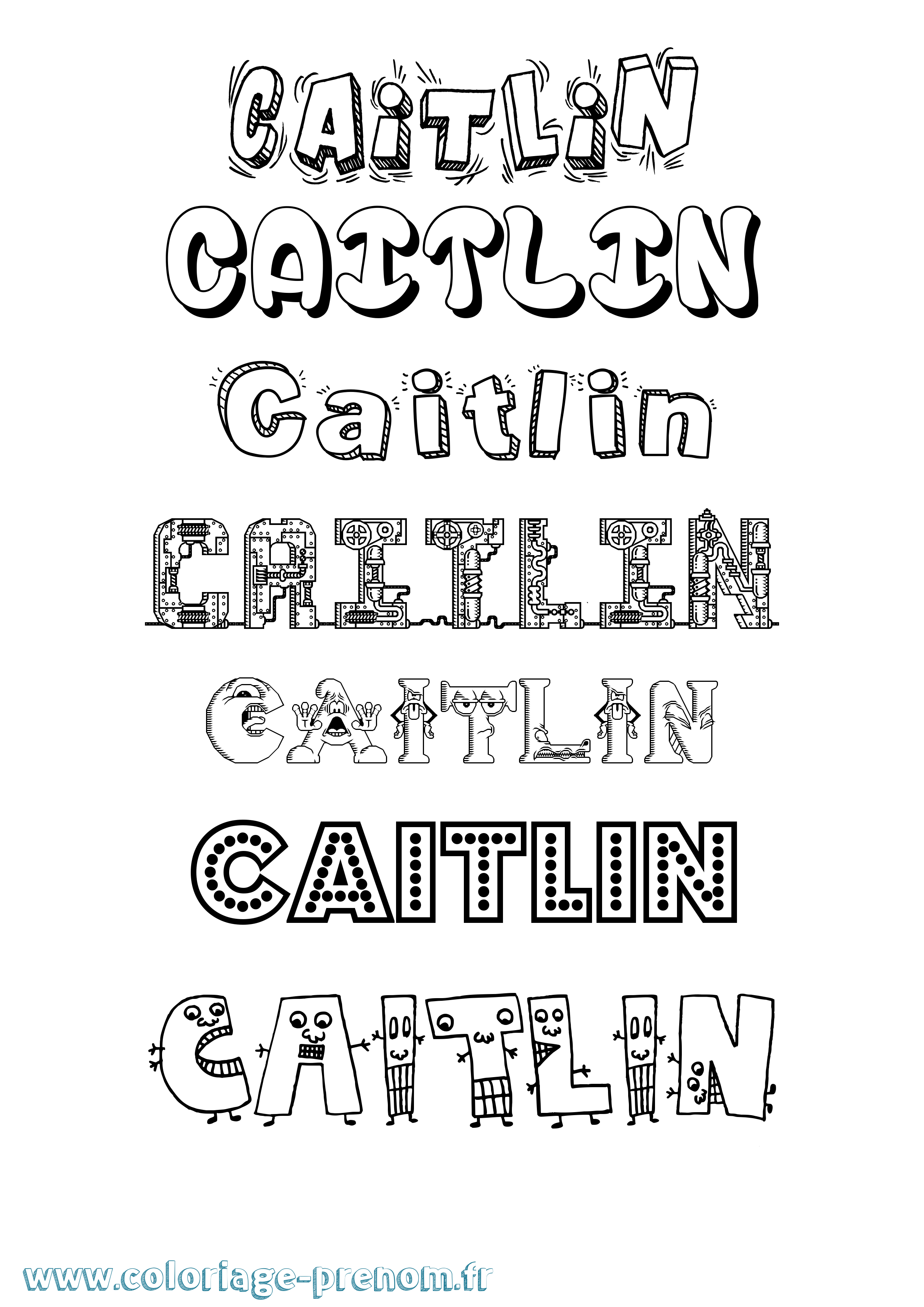 Coloriage Caitlin Fun Coloriage prénom Caitlin Fun