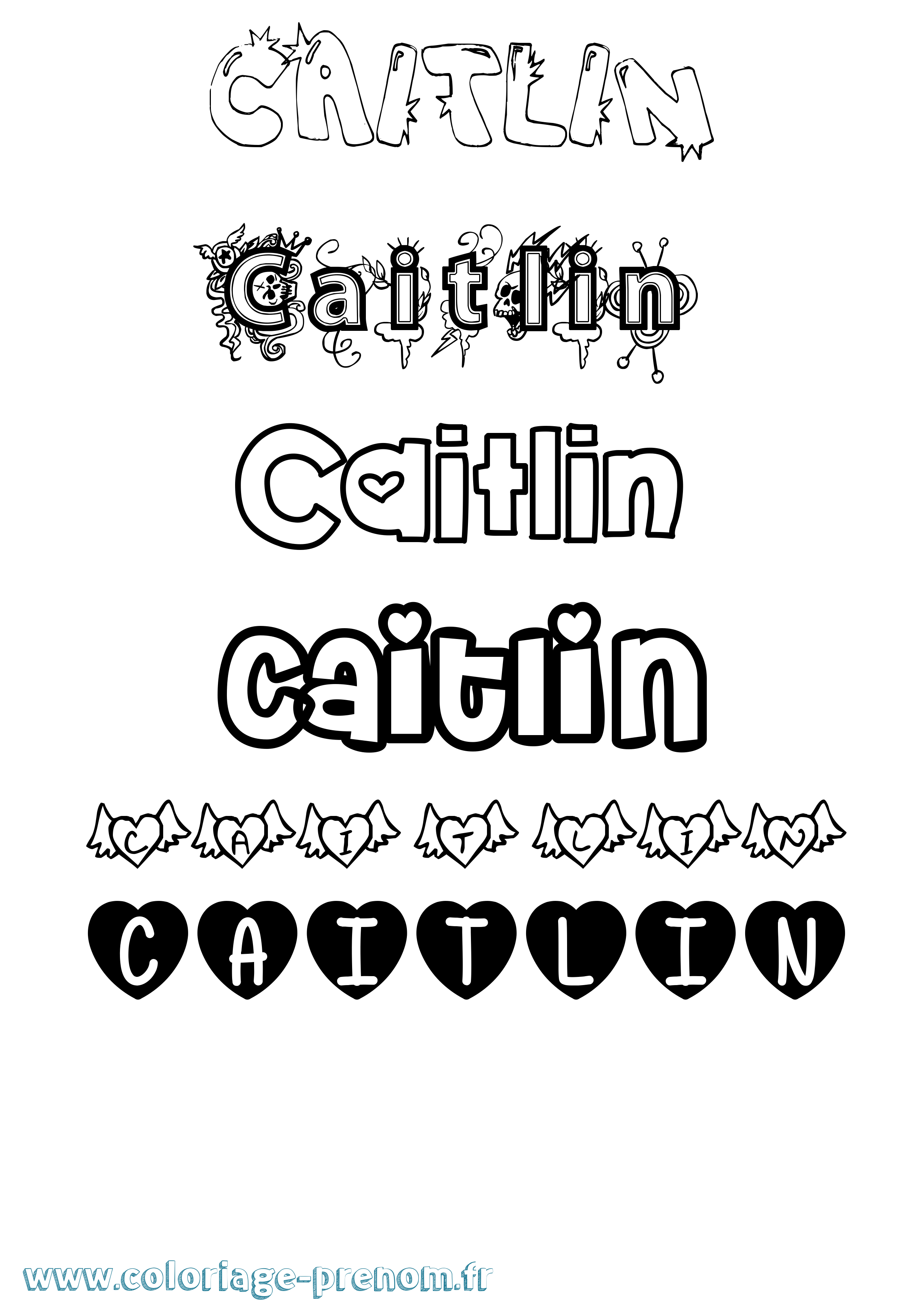 Coloriage Caitlin Girly Coloriage prénom Caitlin Girly