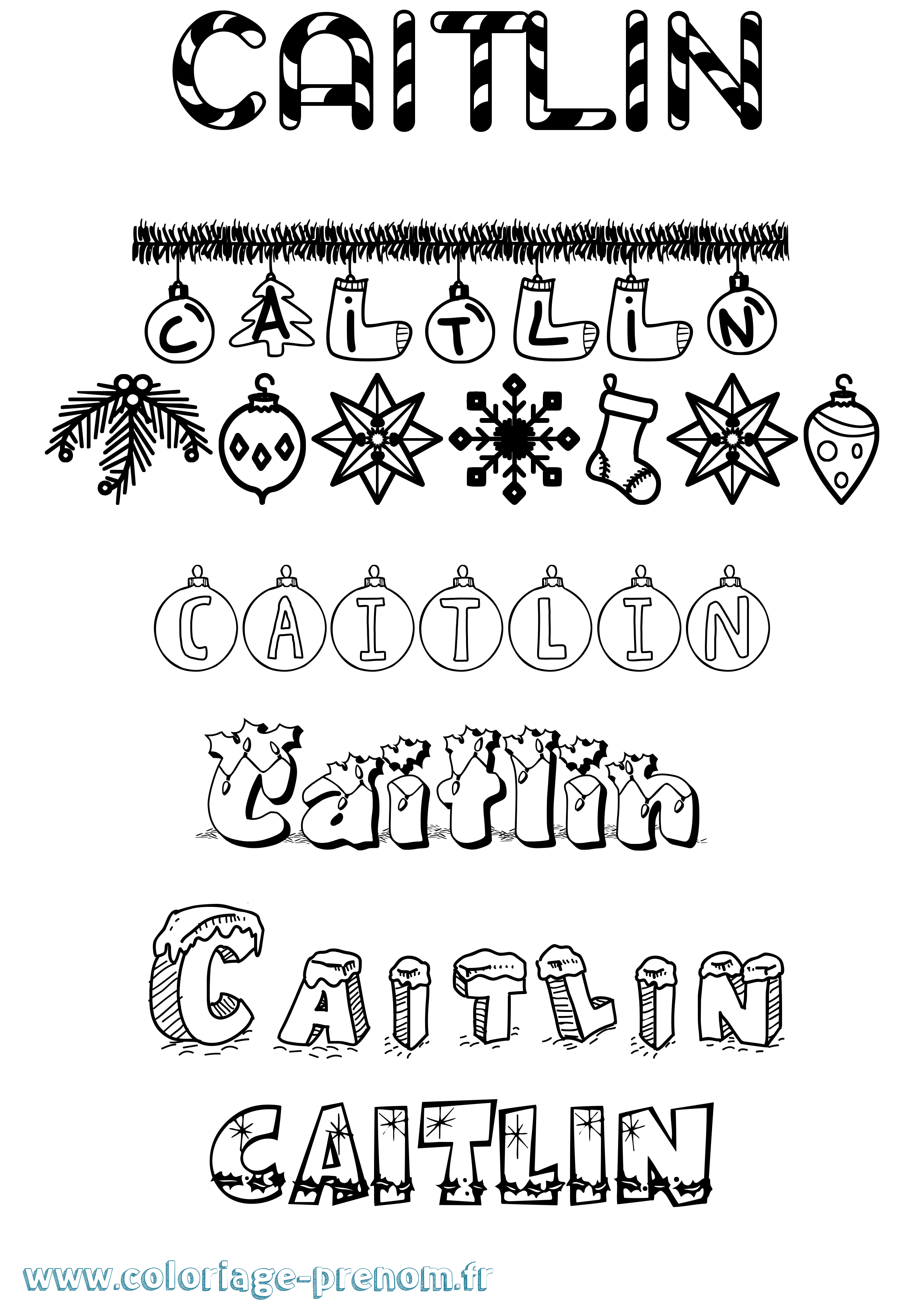 Coloriage Caitlin Noël Coloriage prénom Caitlin Noël
