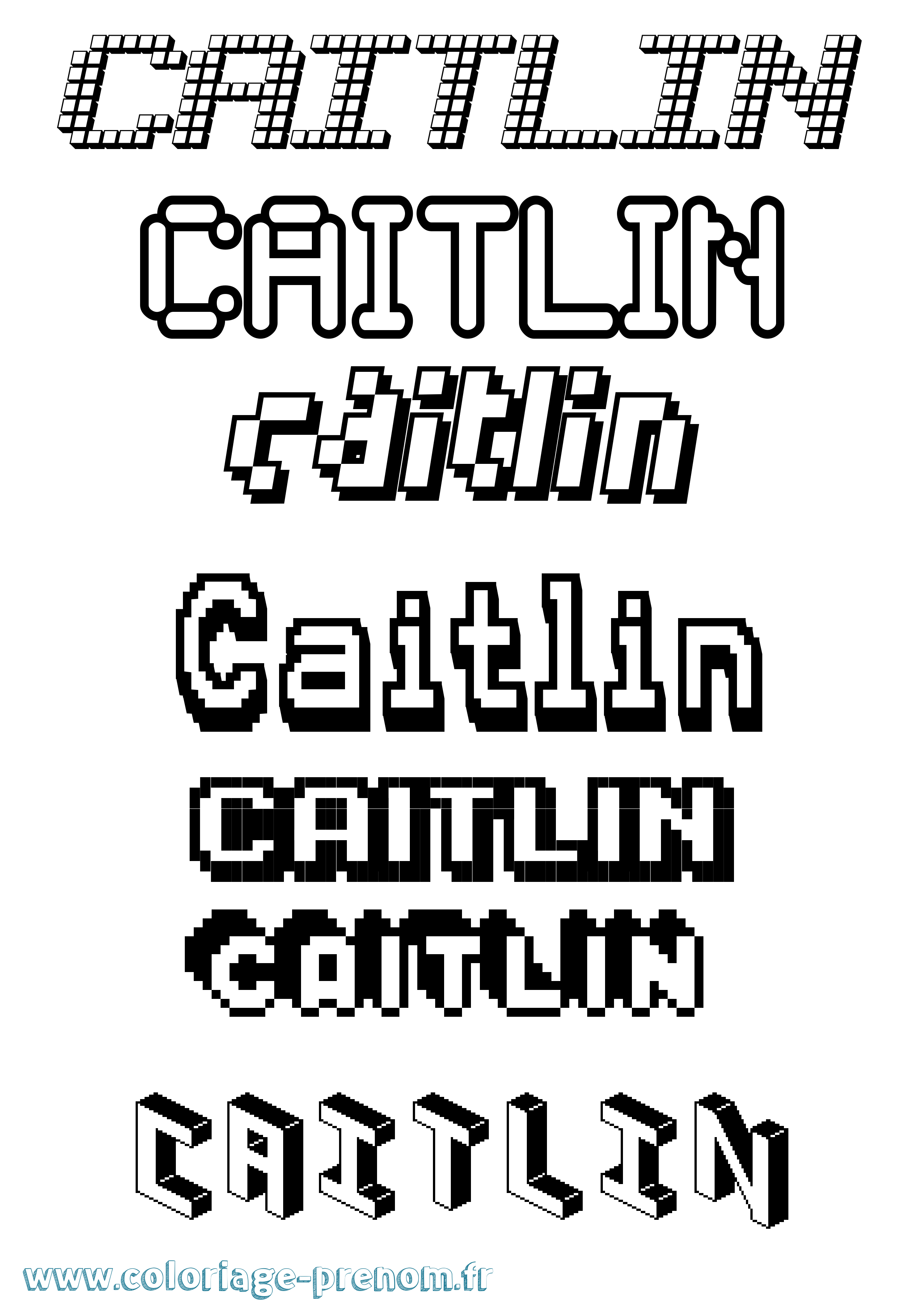 Coloriage Caitlin Pixel Coloriage prénom Caitlin Pixel