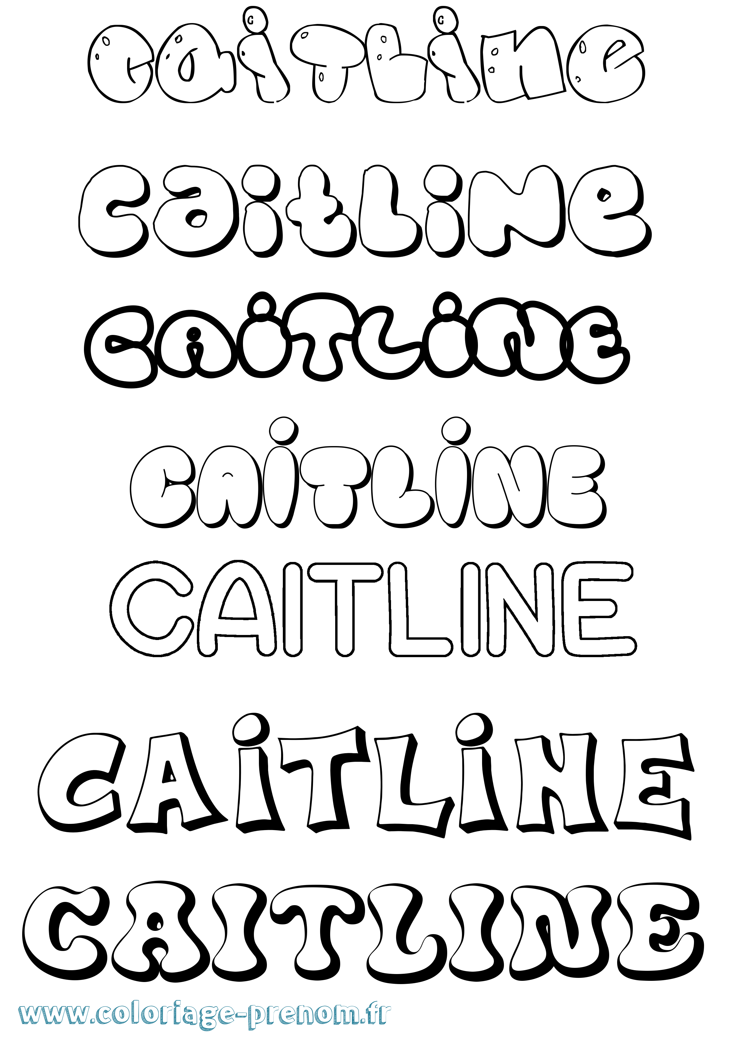 Coloriage Caitline Bubble Coloriage prénom Caitline Bubble