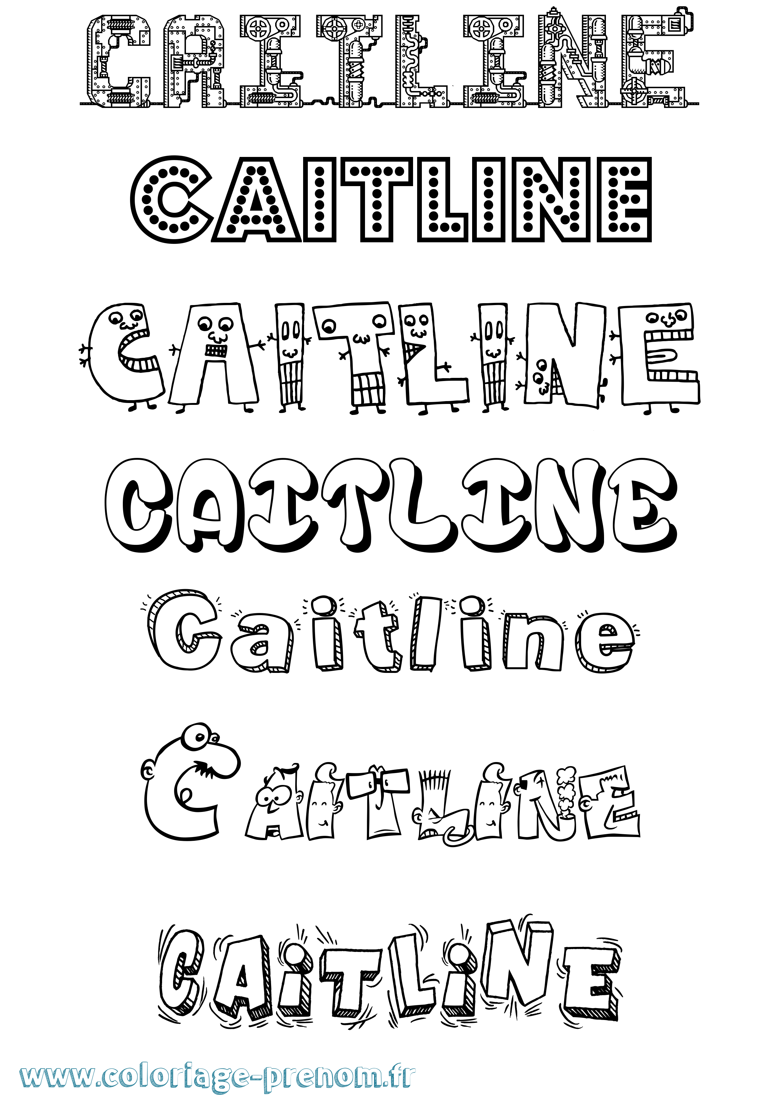 Coloriage Caitline Fun Coloriage prénom Caitline Fun