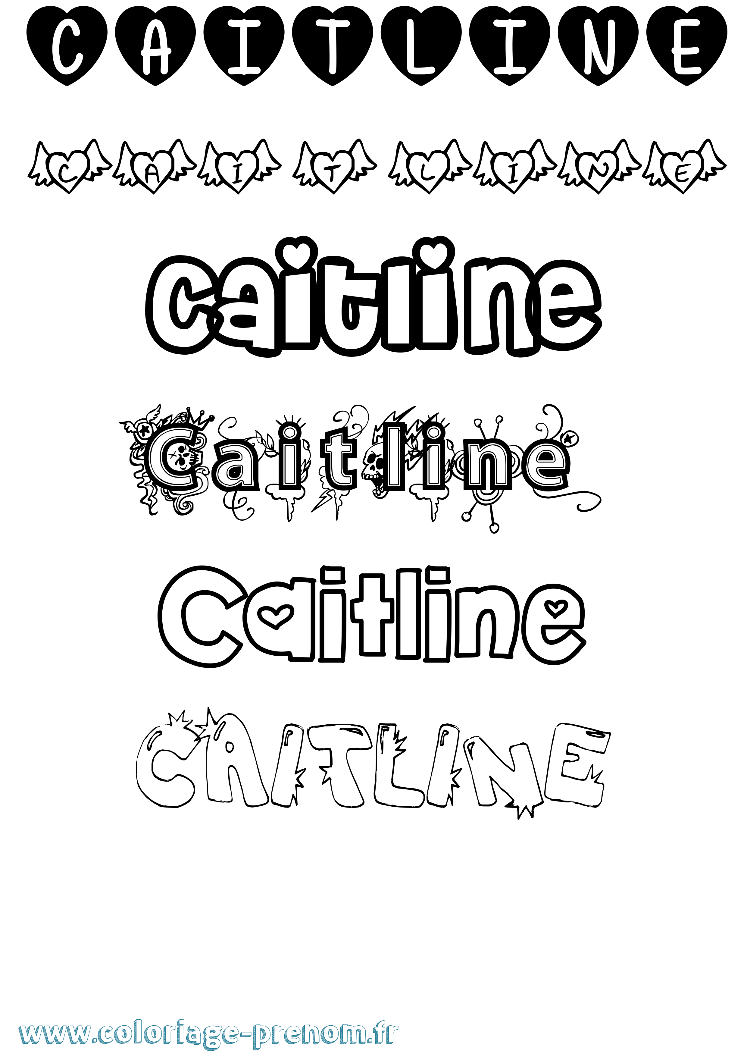 Coloriage Caitline Girly Coloriage prénom Caitline Girly