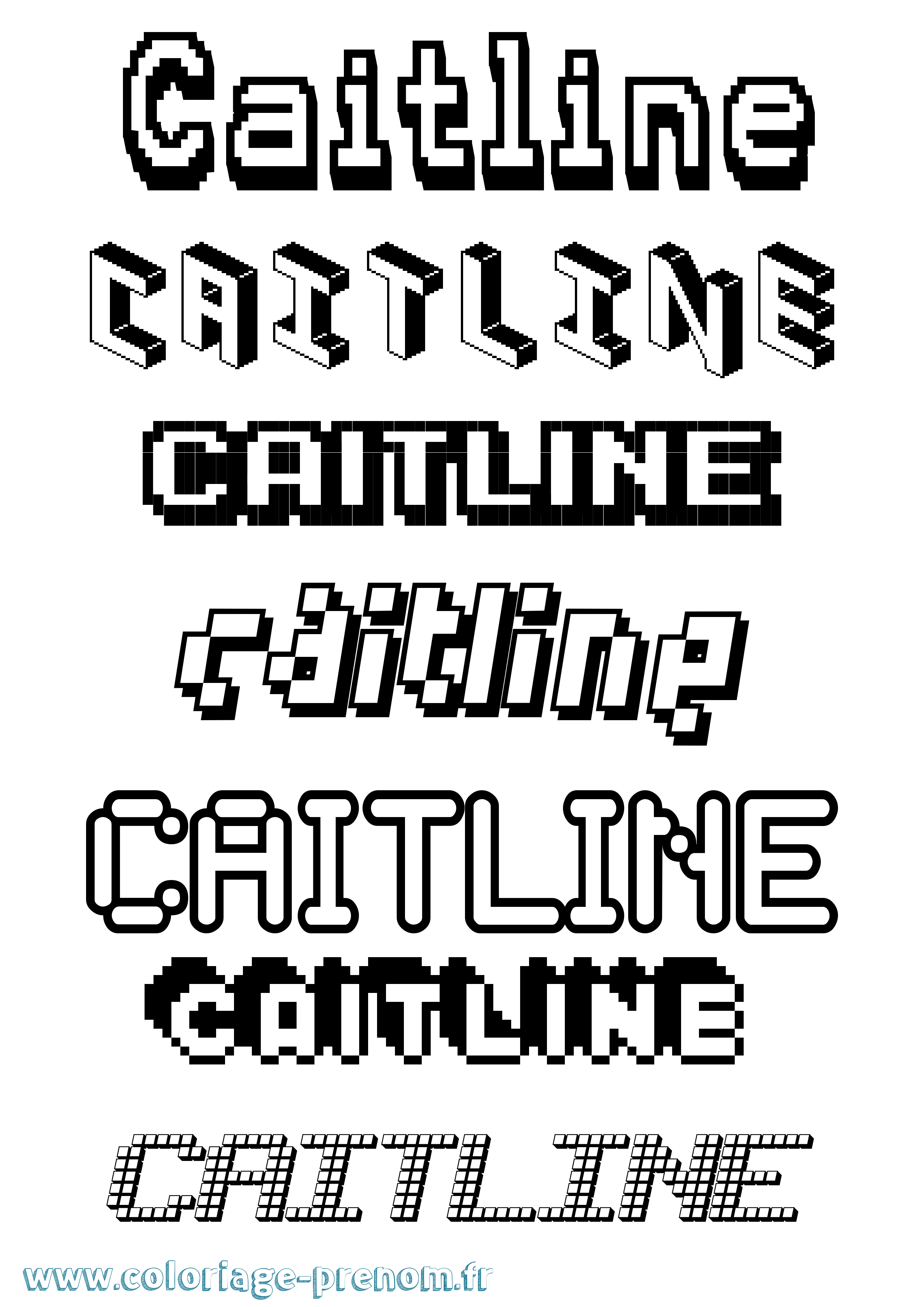 Coloriage Caitline Pixel Coloriage prénom Caitline Pixel