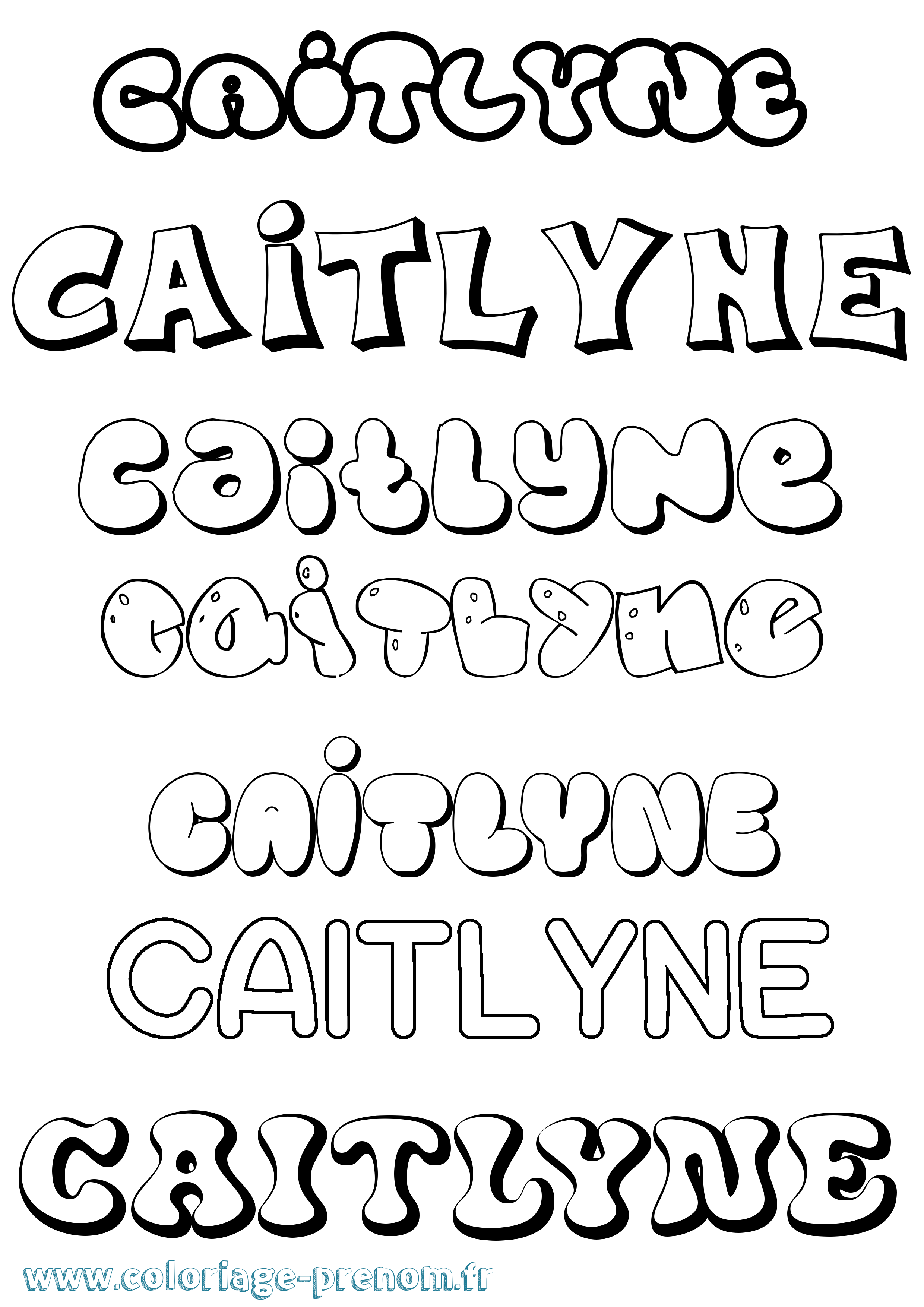 Coloriage Caitlyne Bubble Coloriage prénom Caitlyne Bubble