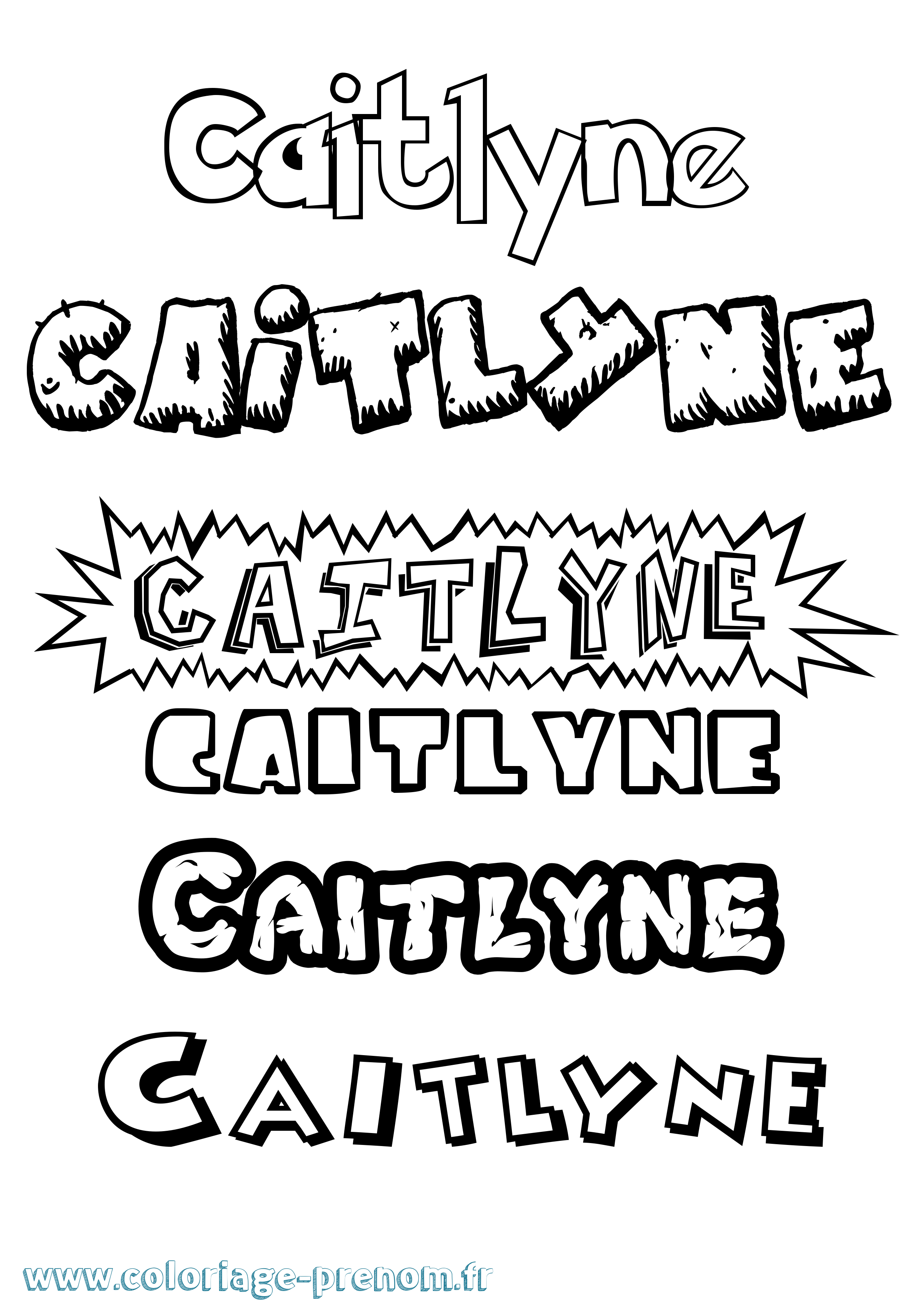 Coloriage Caitlyne Dessin Animé Coloriage prénom Caitlyne Dessin Animé