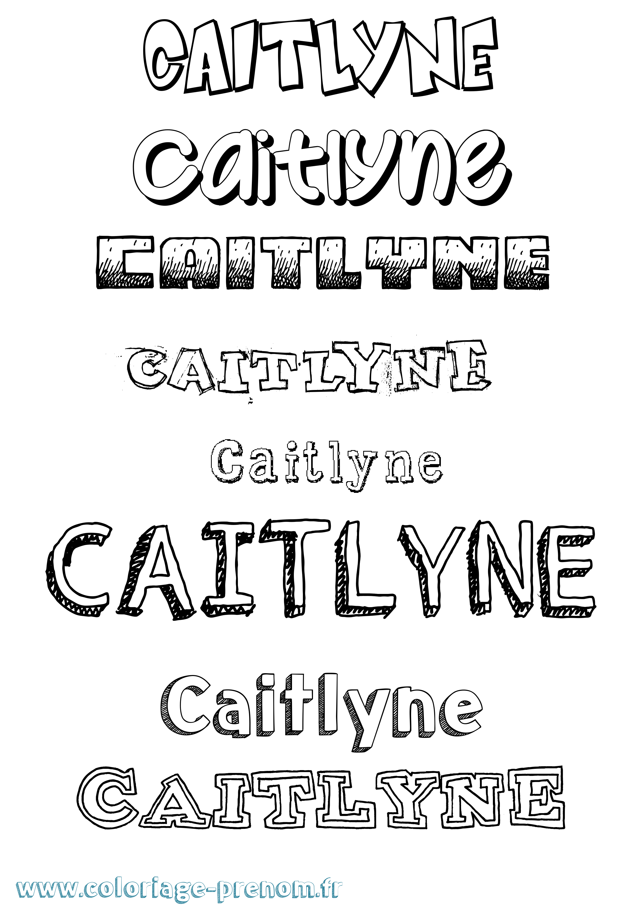 Coloriage Caitlyne Dessiné Coloriage prénom Caitlyne Dessiné