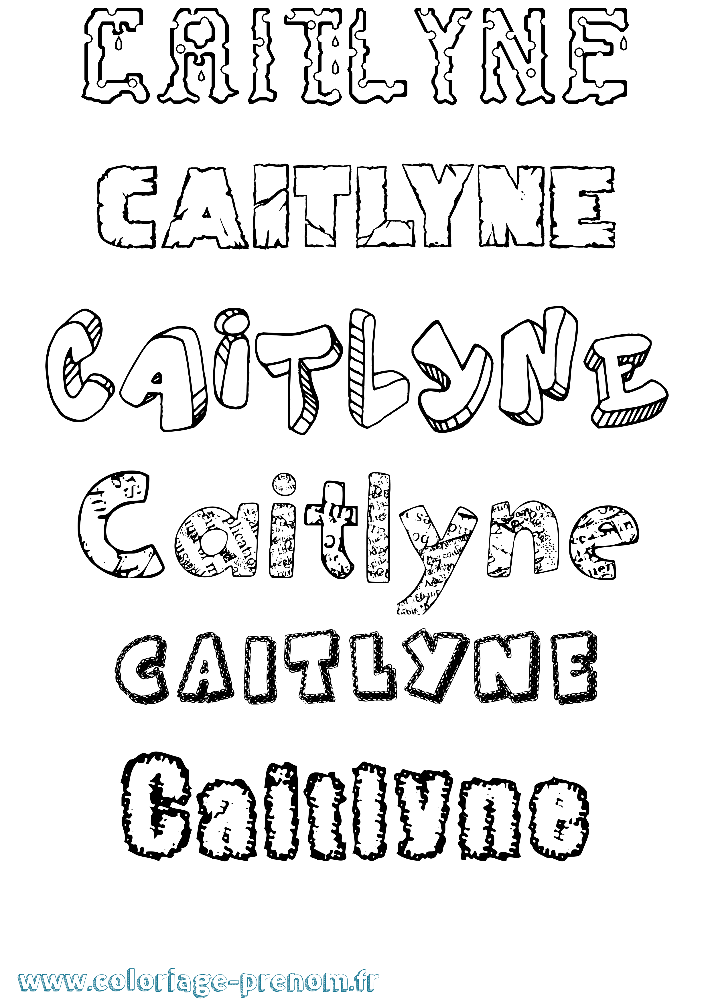 Coloriage Caitlyne Destructuré Coloriage prénom Caitlyne Destructuré